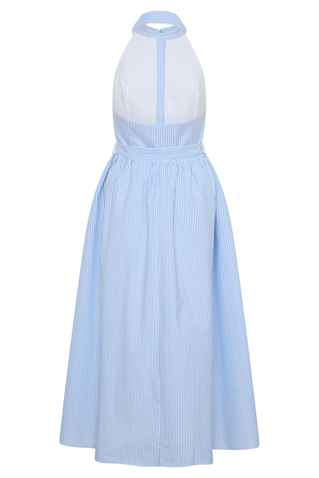 Cindy Collared Midi Dress - Blue Pinstripe