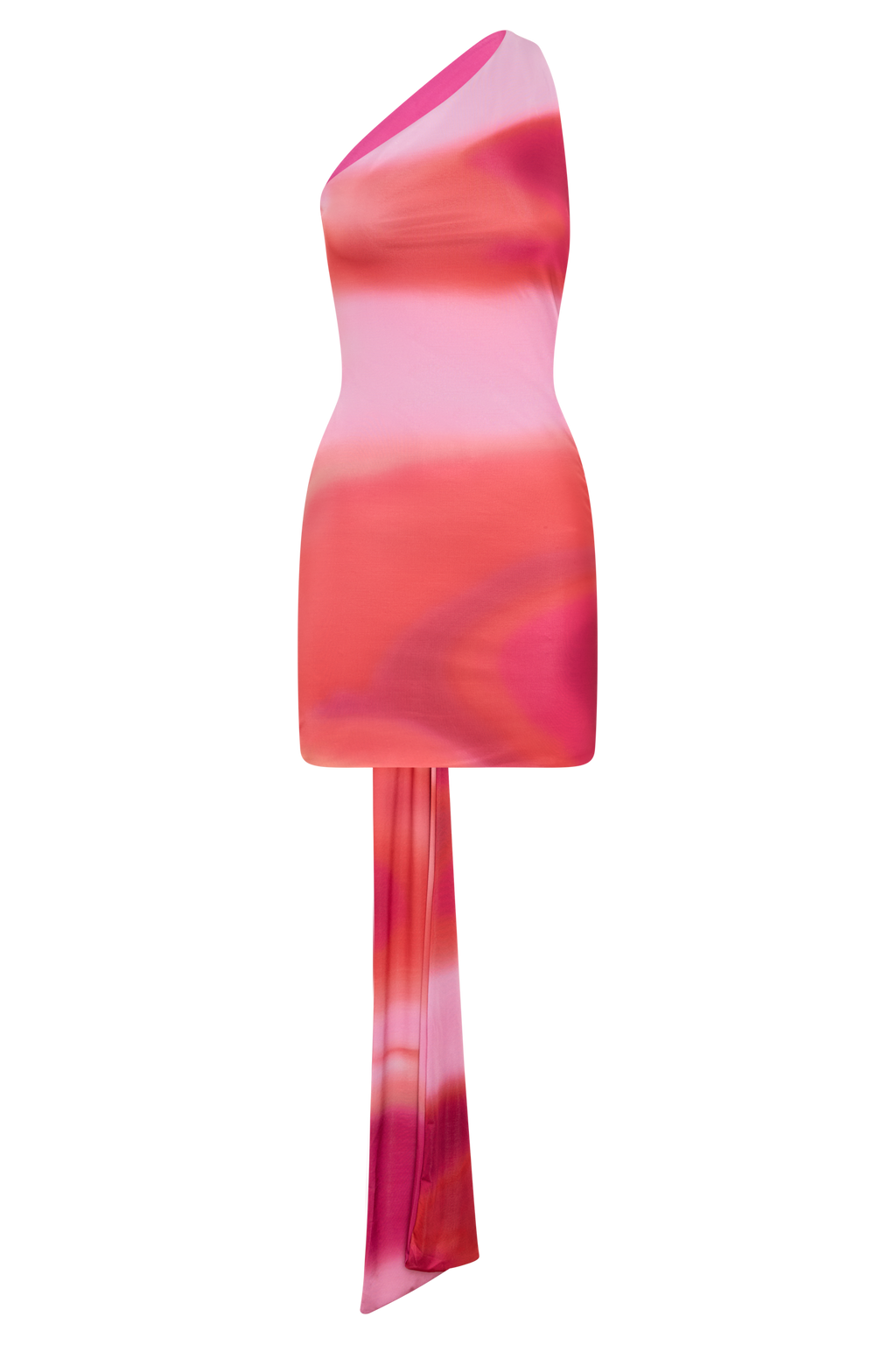 Claudette Slinky Mini Dress With Hardware - Pink Sunset Print