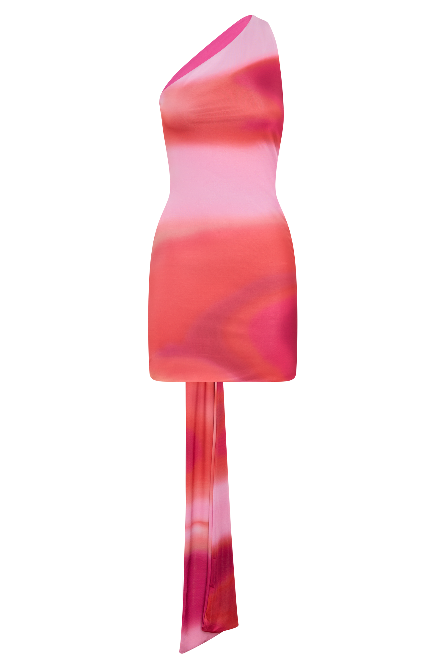 Claudette Slinky Mini Dress With Hardware - Pink Sunset Print