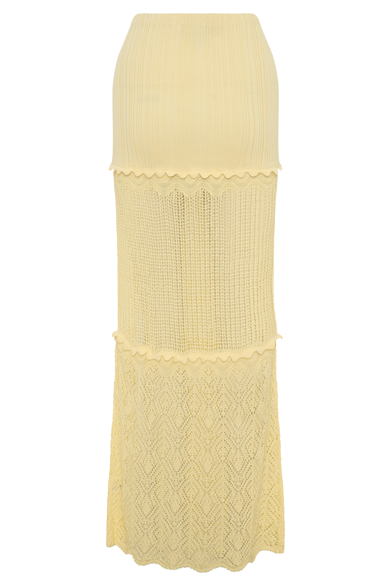 Coleene Pointelle Knit Maxi Skirt - Lemon