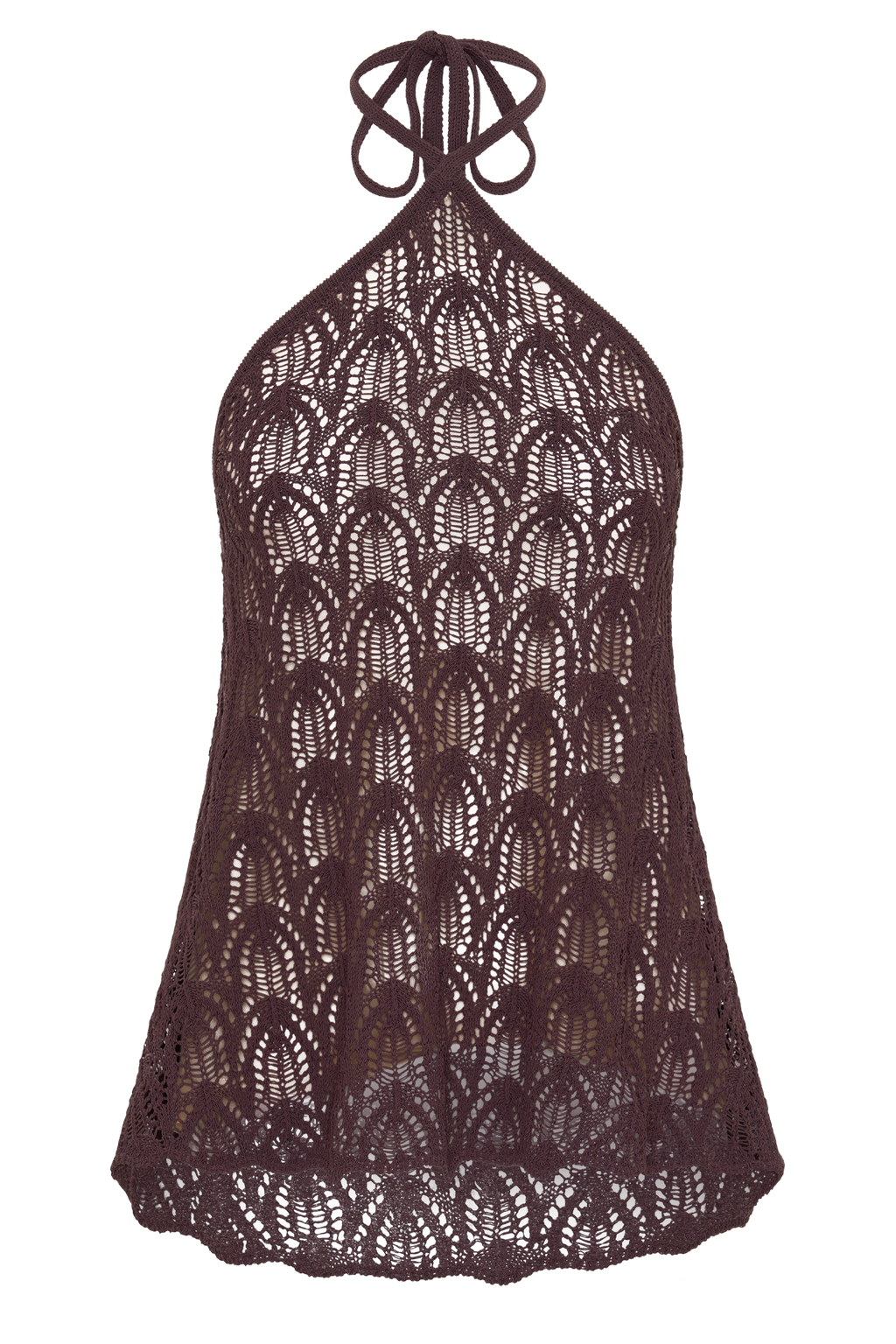 Corey Crochet Halter Neck Top - Chocolate