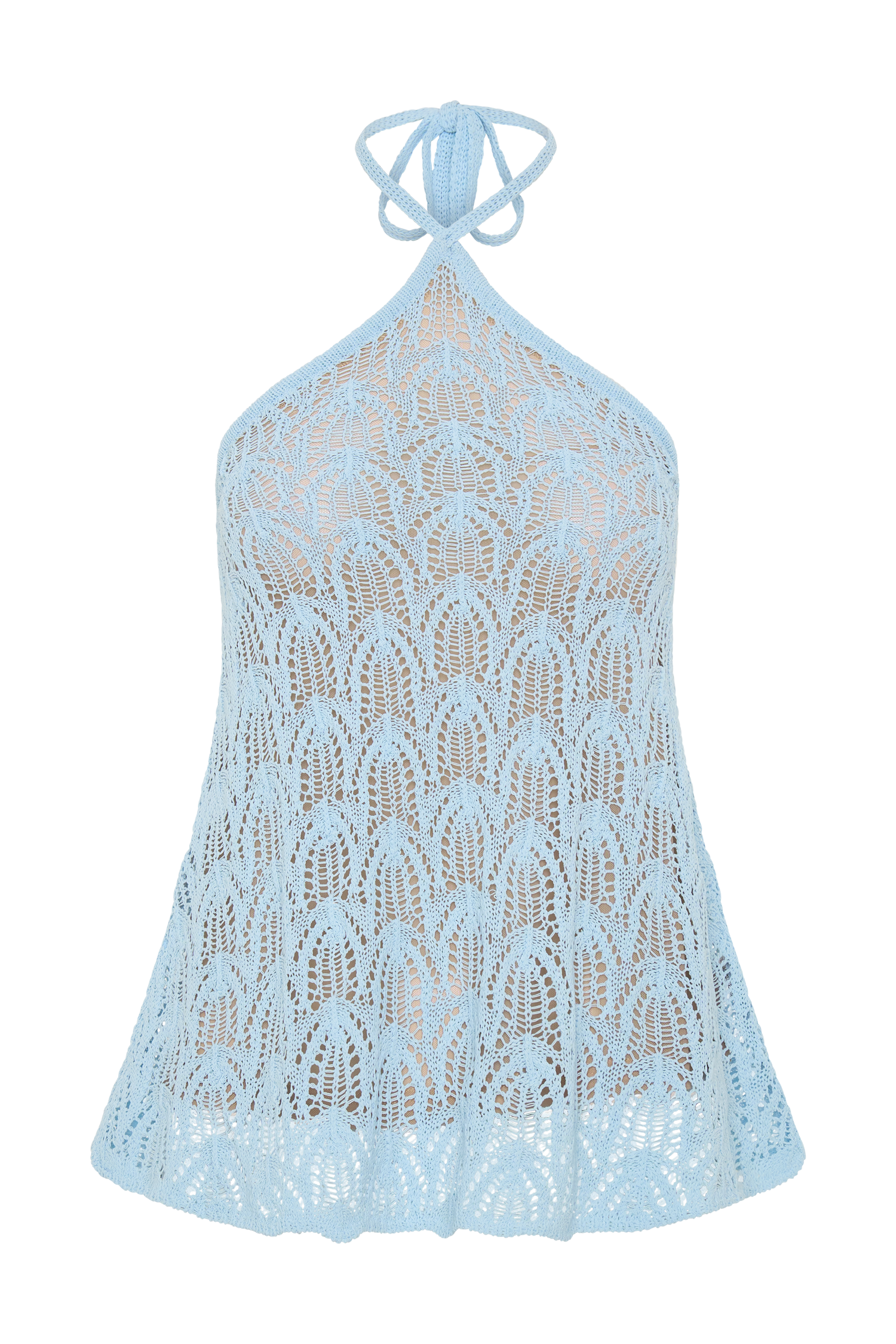 Corey Crochet Halter Neck Top - Light Blue