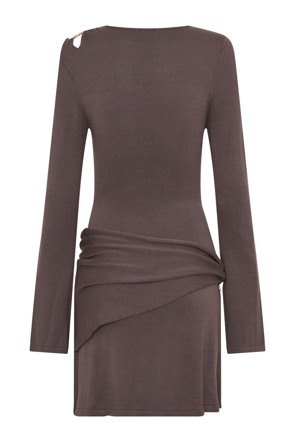 Cresida Knit Long Sleeve Mini Dress With Hardware - Peppercorn