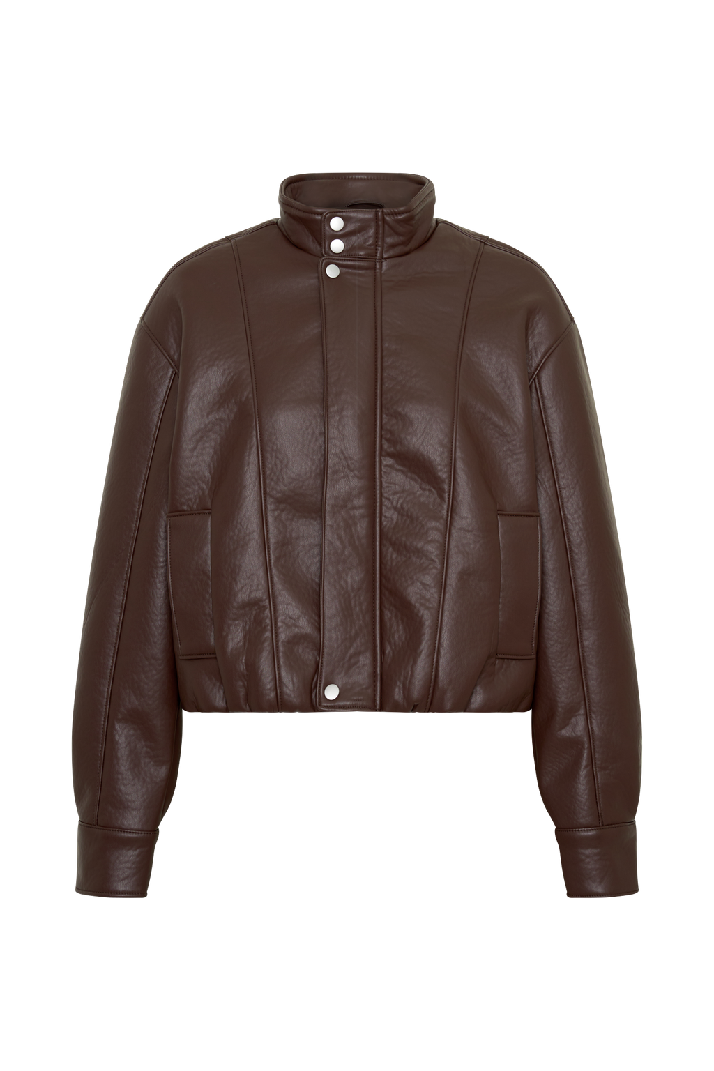 Curtis Faux Leather Bomber Jacket - Dark Chocolate
