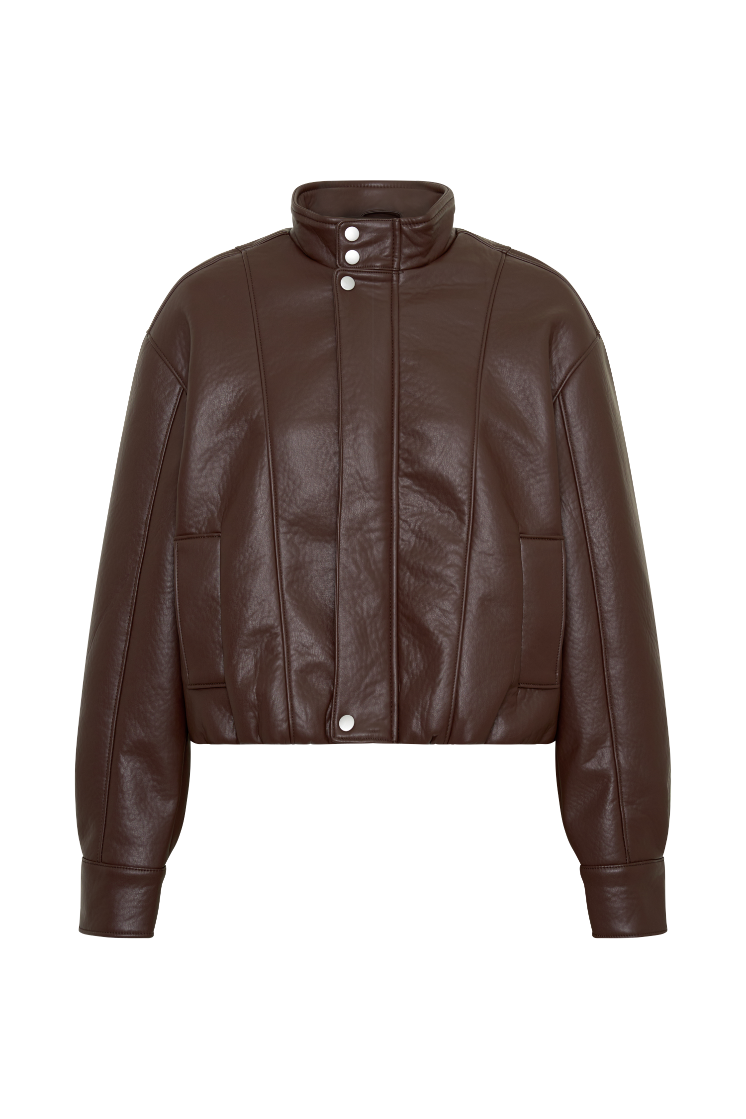 Curtis Faux Leather Bomber Jacket - Dark Chocolate