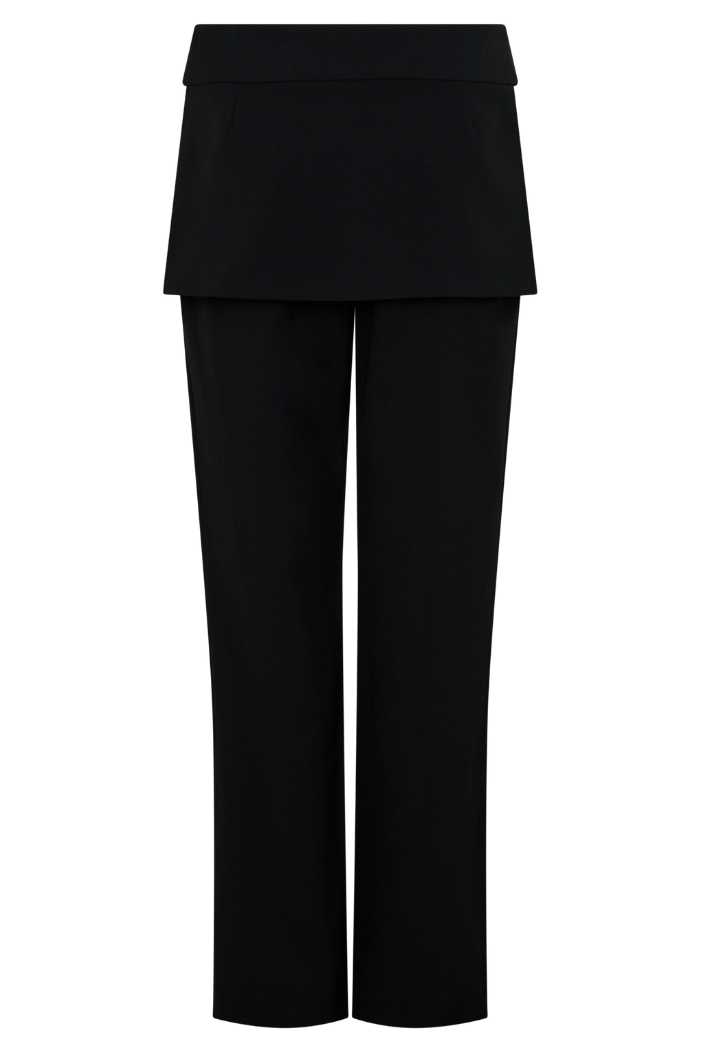 Daisy Wrap Skirt Straight Leg Pants - Black
