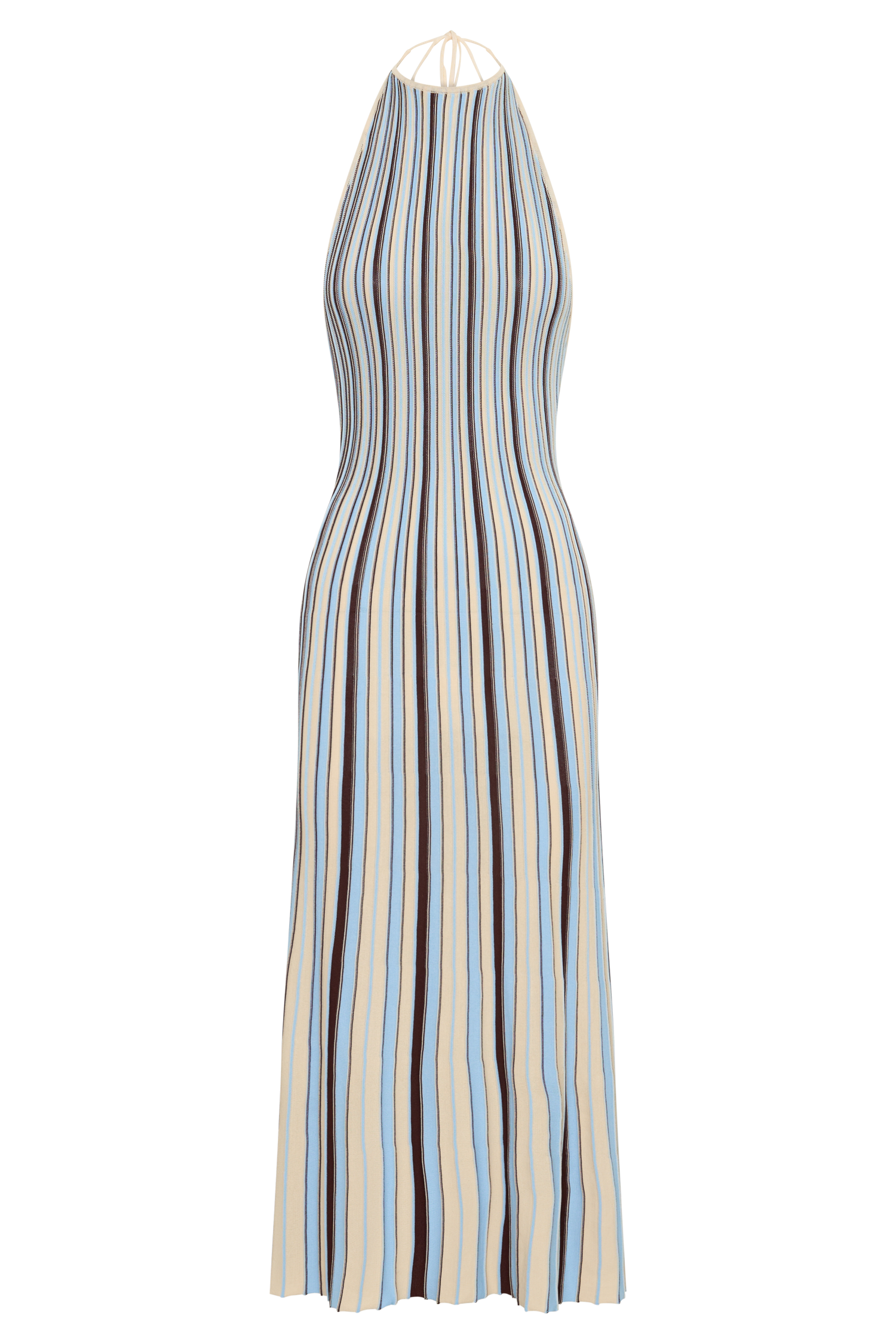 Dalani Halterneck Knit Midi Dress - Blue/Chocolate