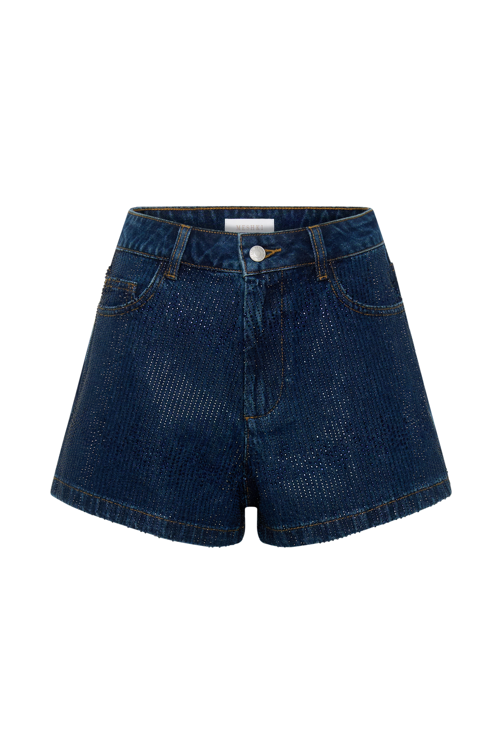 Dan Diamante Denim Shorts - Midnight Blue