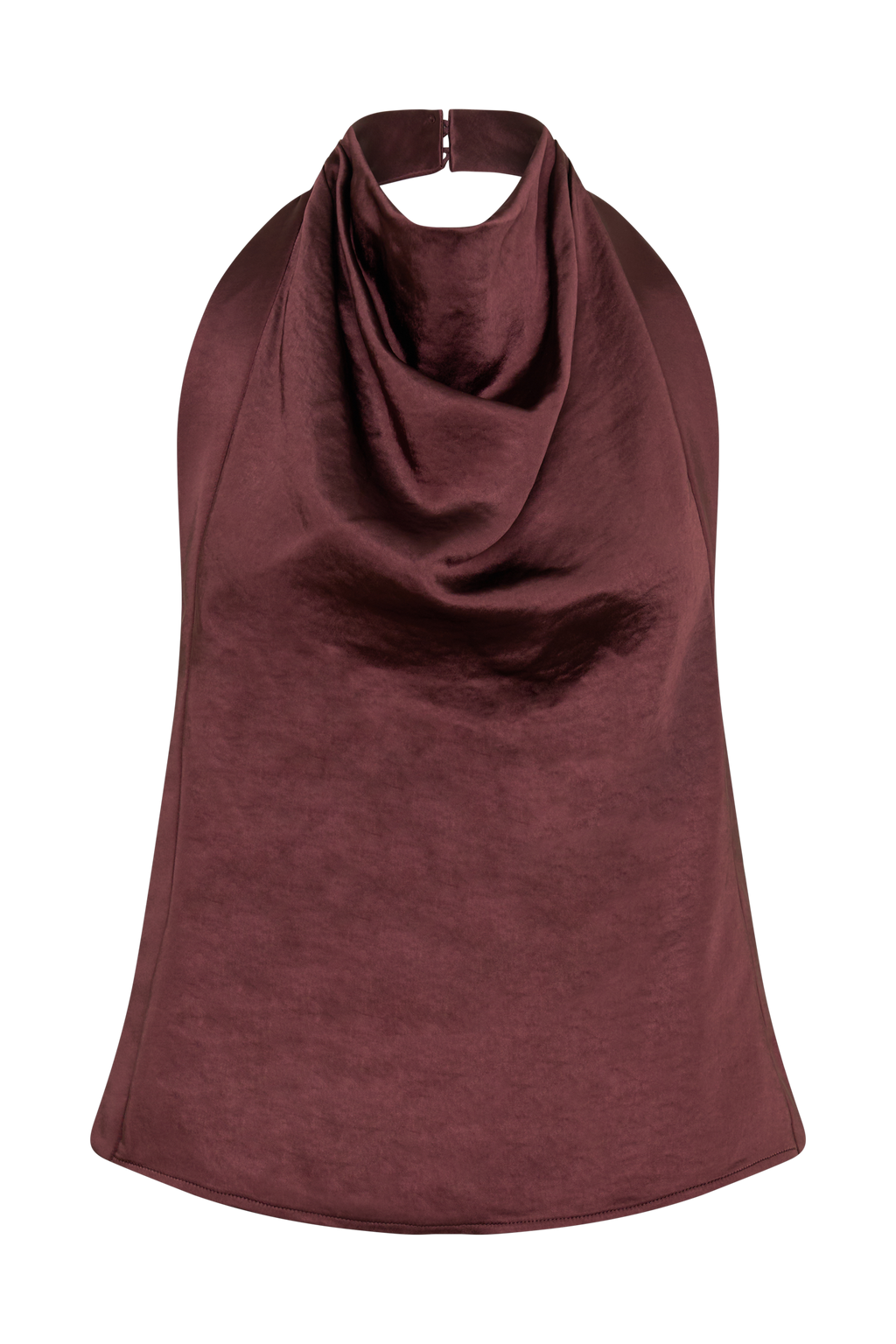 Danica Satin Halter Sleeveless Top - Mahogany