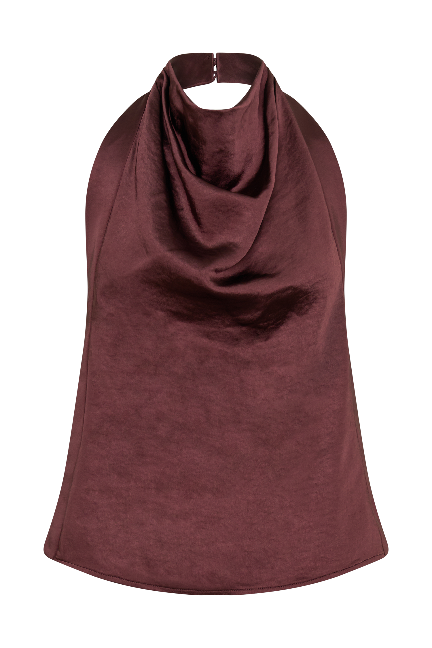 Danica Satin Halter Sleeveless Top - Mahogany