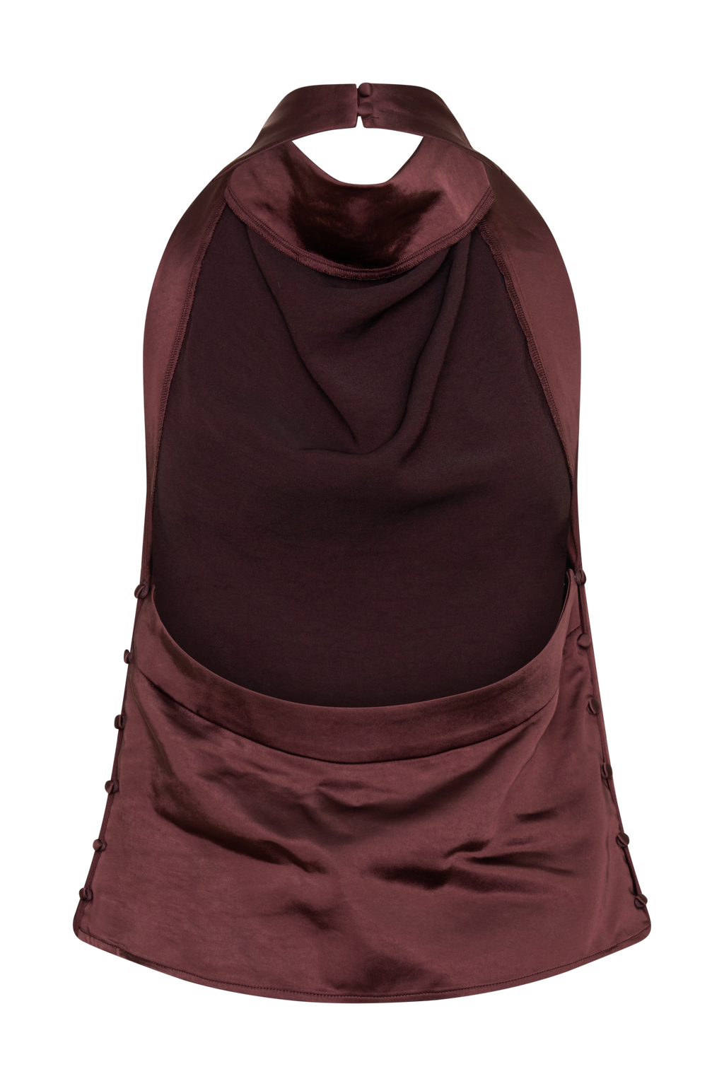Danica Satin Halter Sleeveless Top - Mahogany