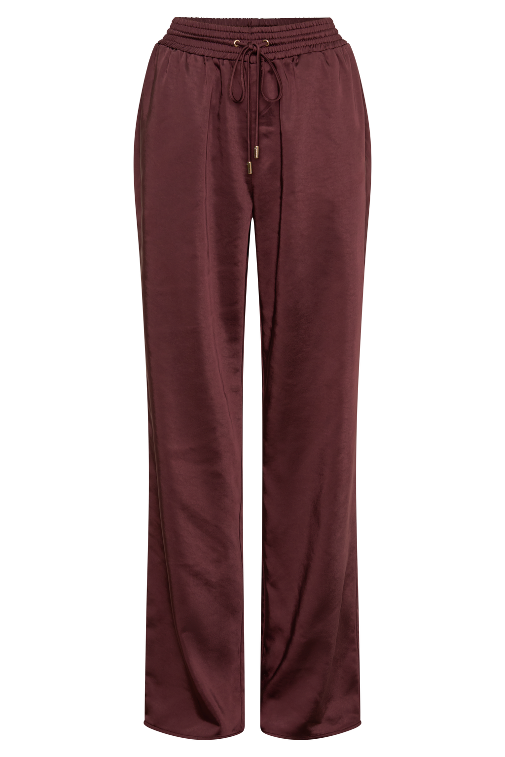 Danica Straight Leg Satin Pants - Mahogany