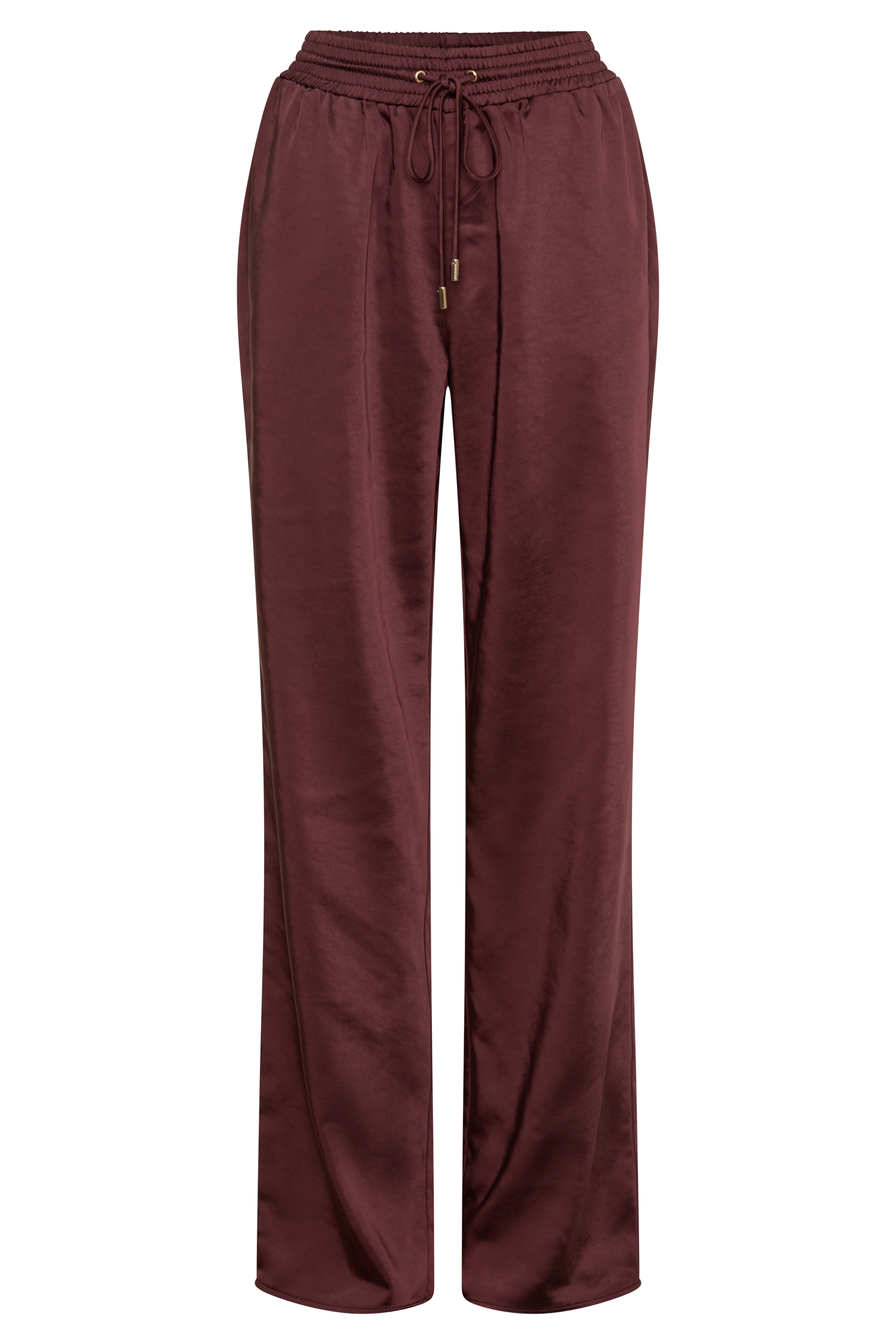Danica Straight Leg Satin Pants - Mahogany