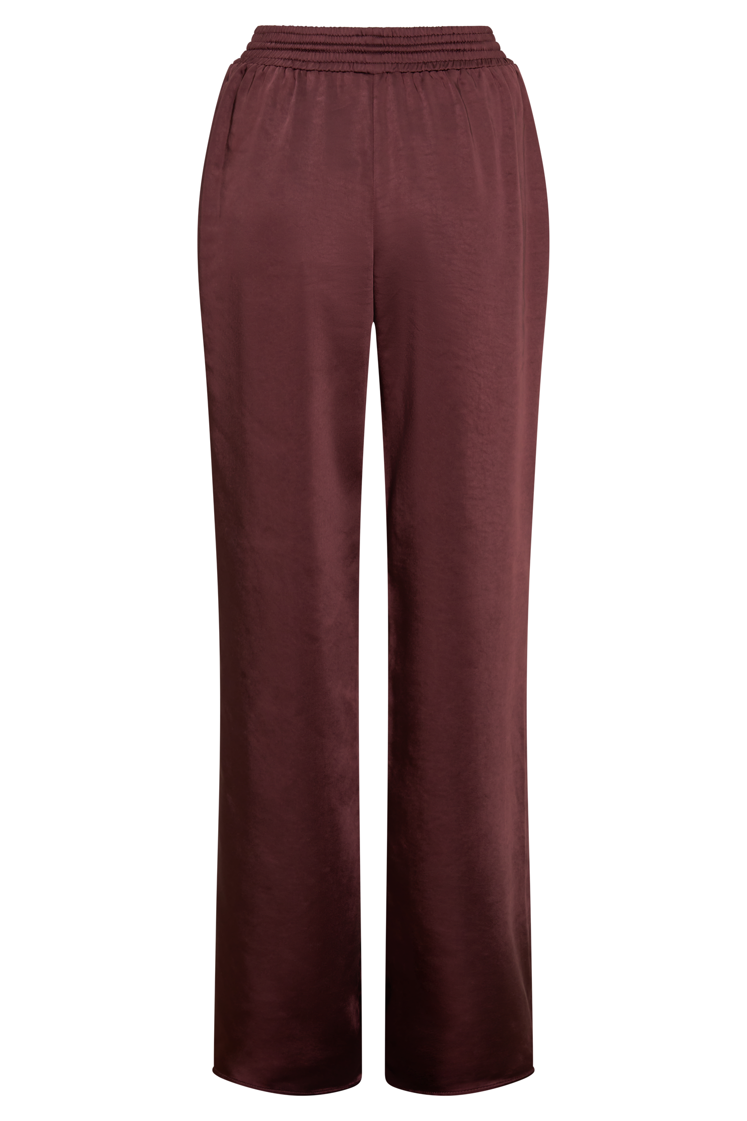Danica Straight Leg Satin Pants - Mahogany