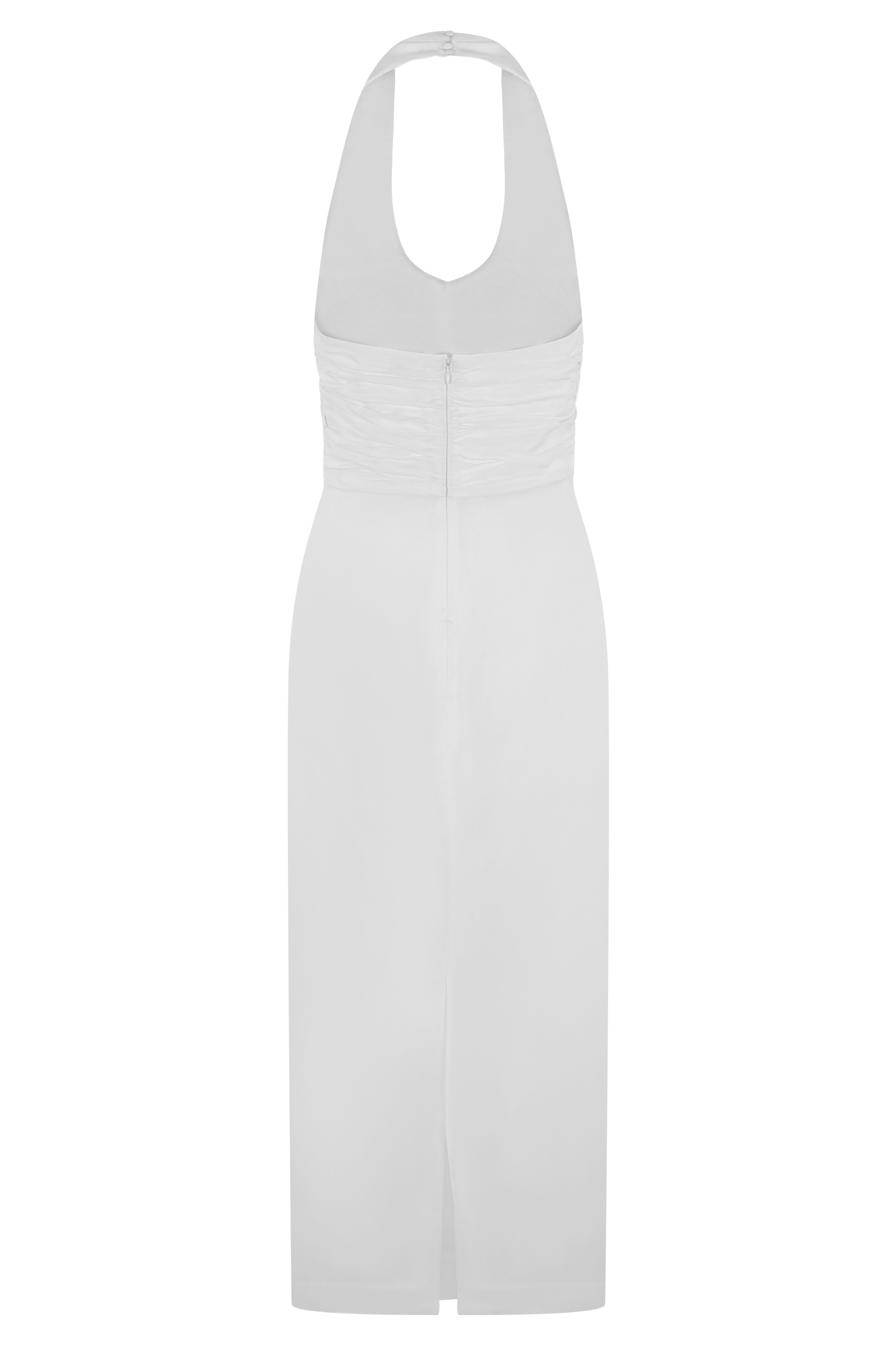 Daniela Ruched Halter Midi Dress - White