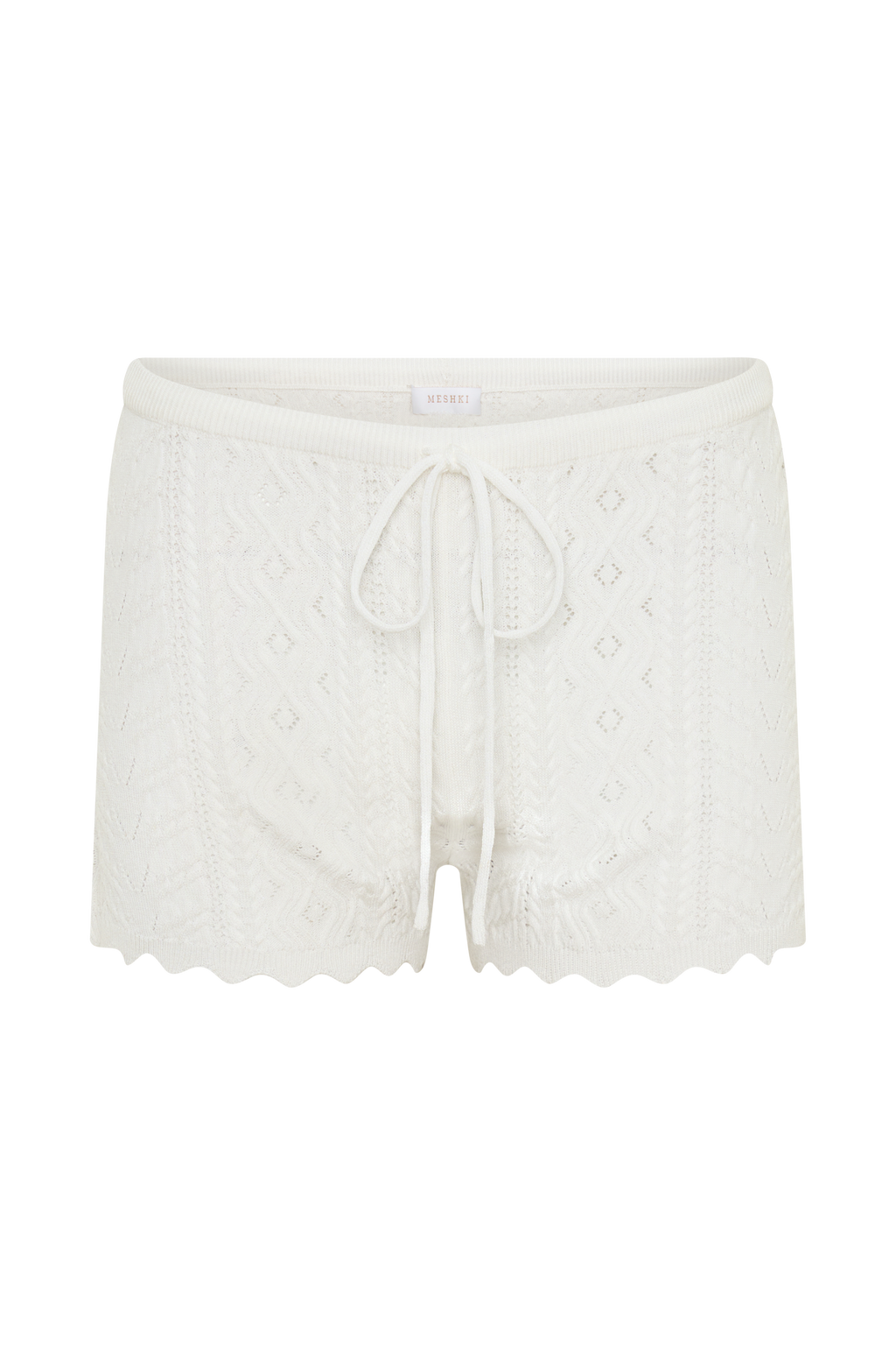 Darlene Pointelle Knit Shorts - White