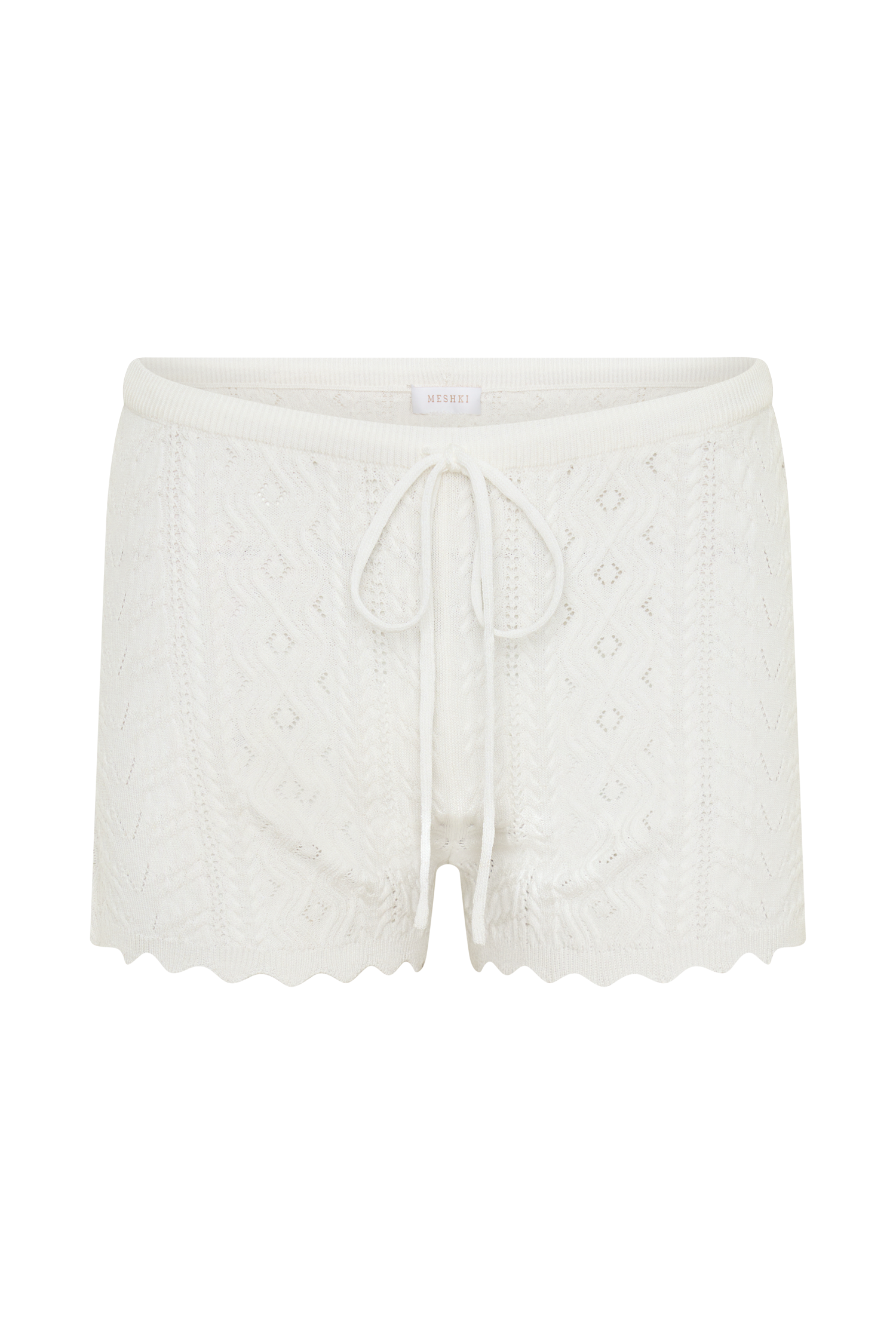 Darlene Pointelle Knit Shorts - White