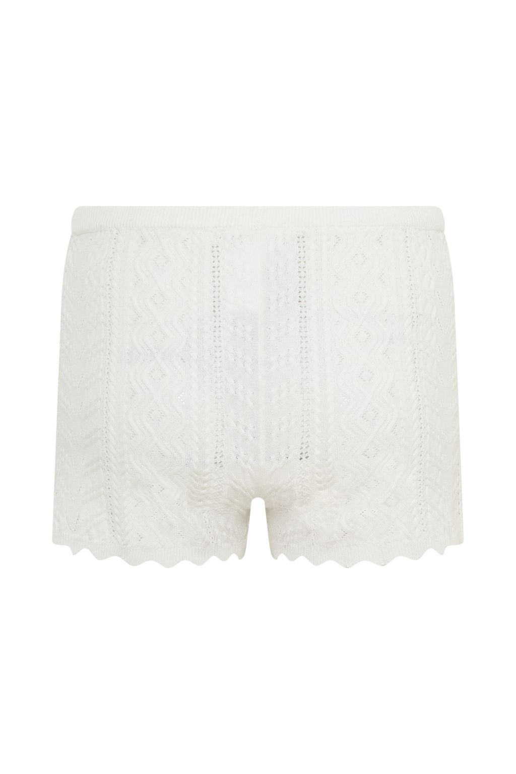 Darlene Pointelle Knit Shorts - White