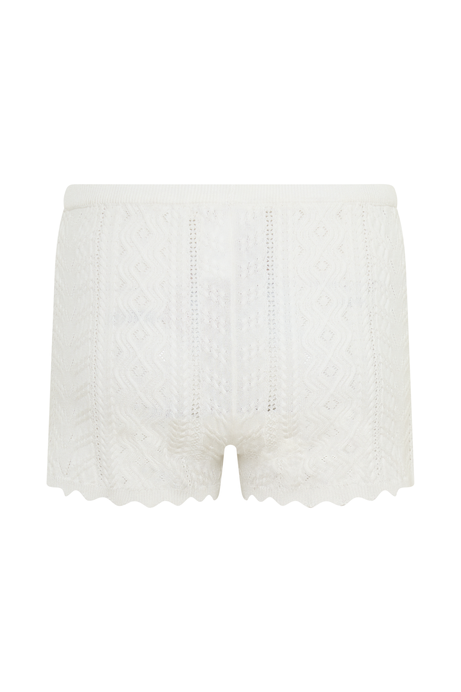 Darlene Pointelle Knit Shorts - White