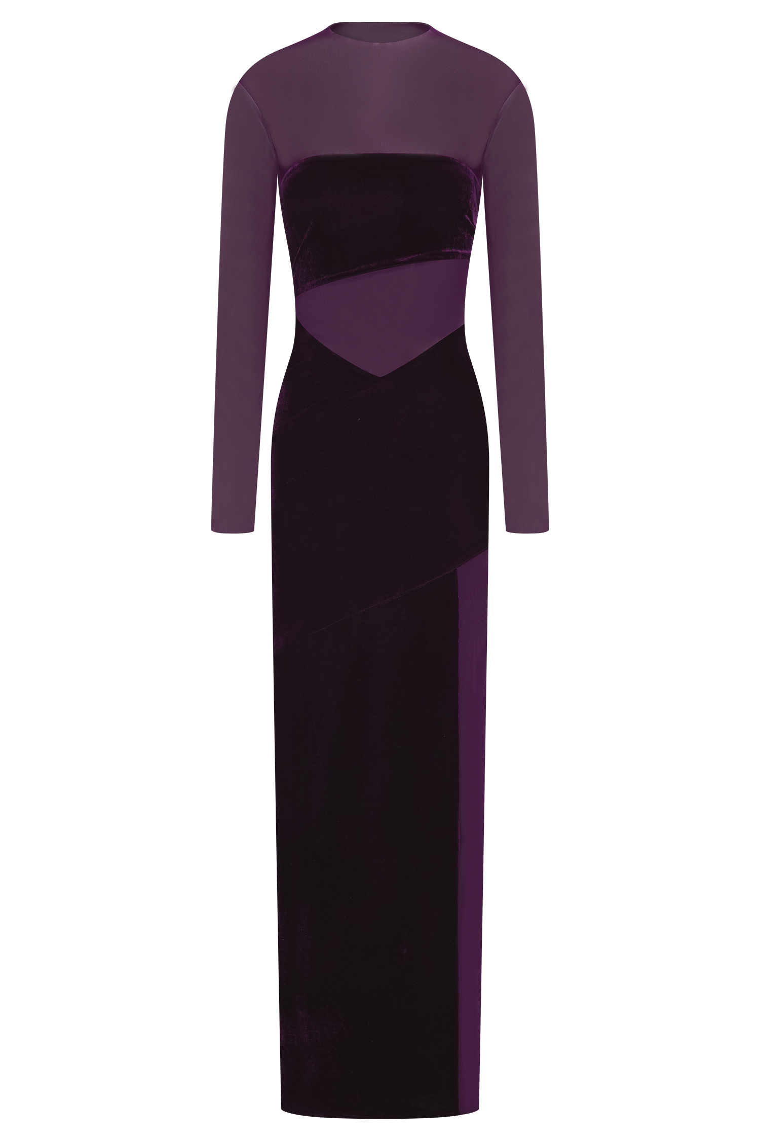 Davina Velvet And Mesh Maxi Dress - Purple