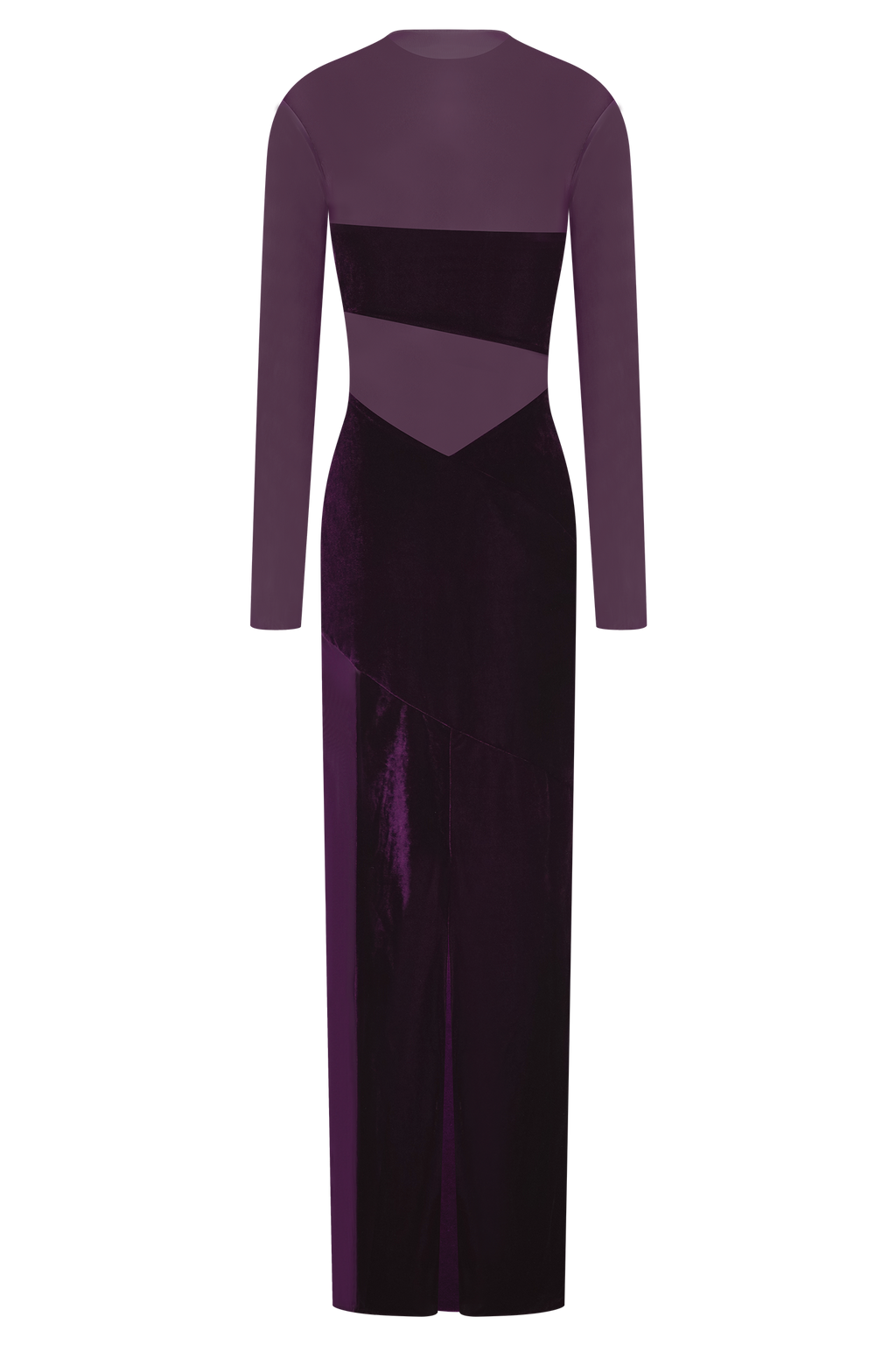 Davina Velvet And Mesh Maxi Dress - Purple