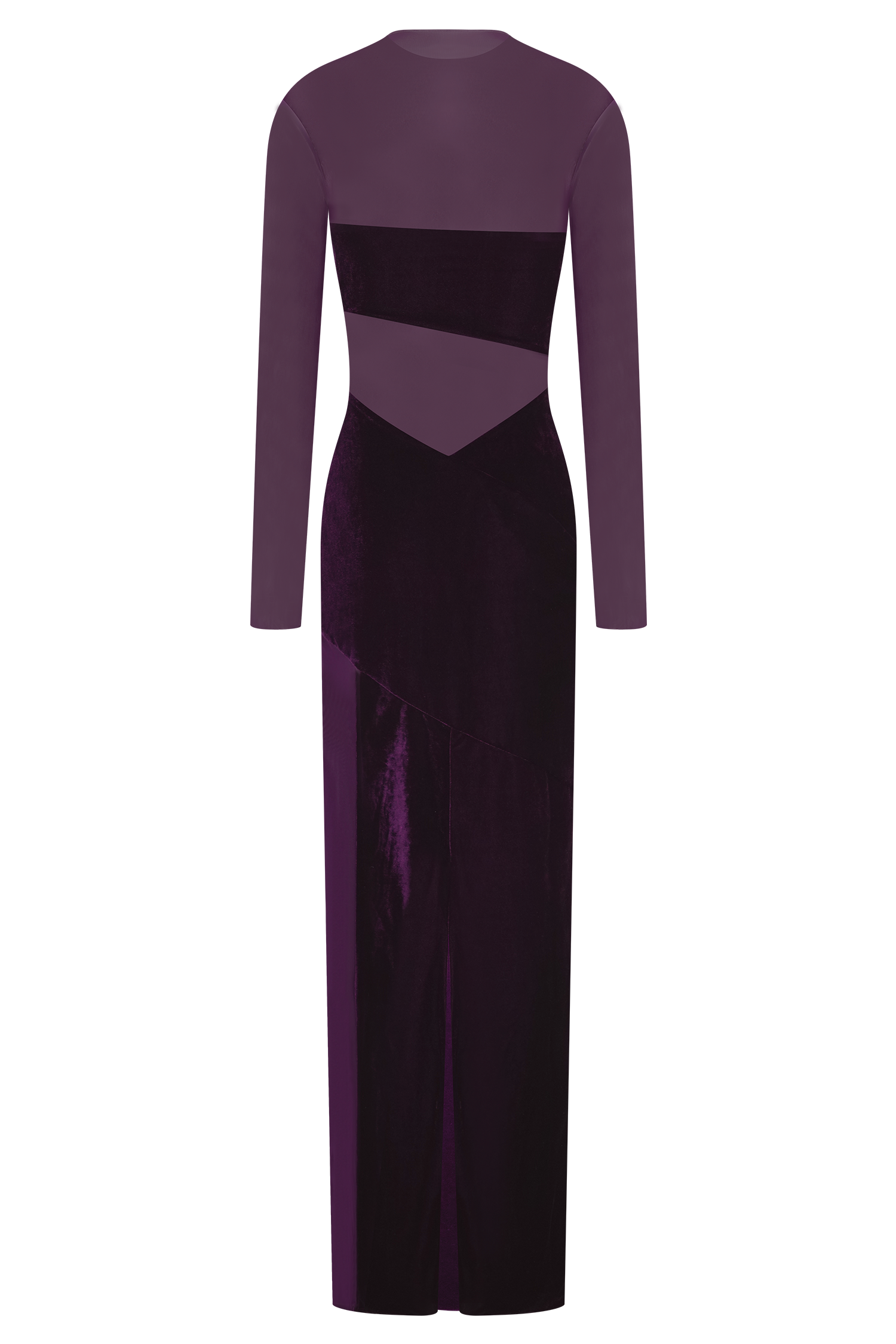 Davina Velvet And Mesh Maxi Dress - Purple
