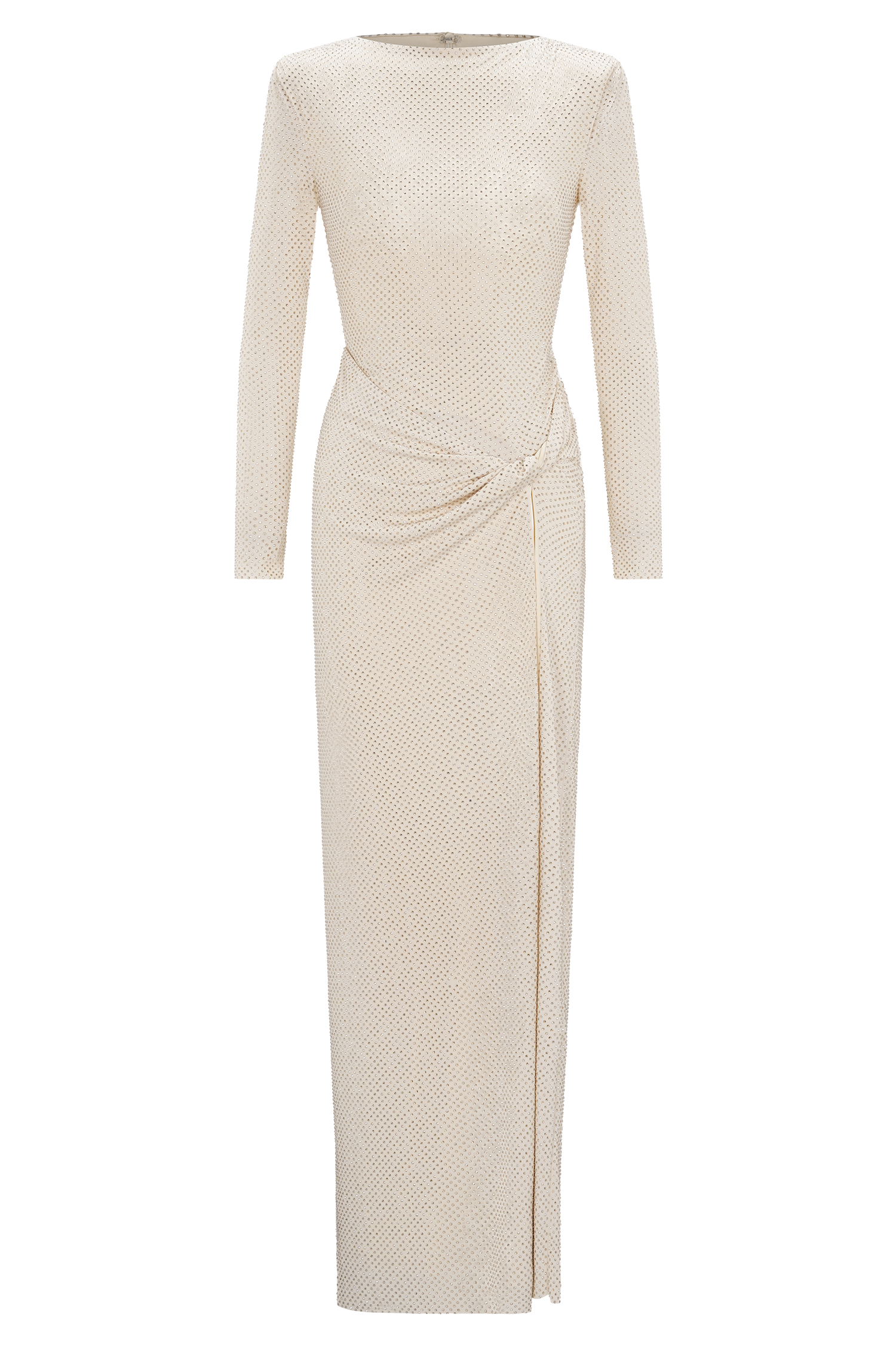 Deanna Long Sleeve Diamante Maxi Dress - Gold