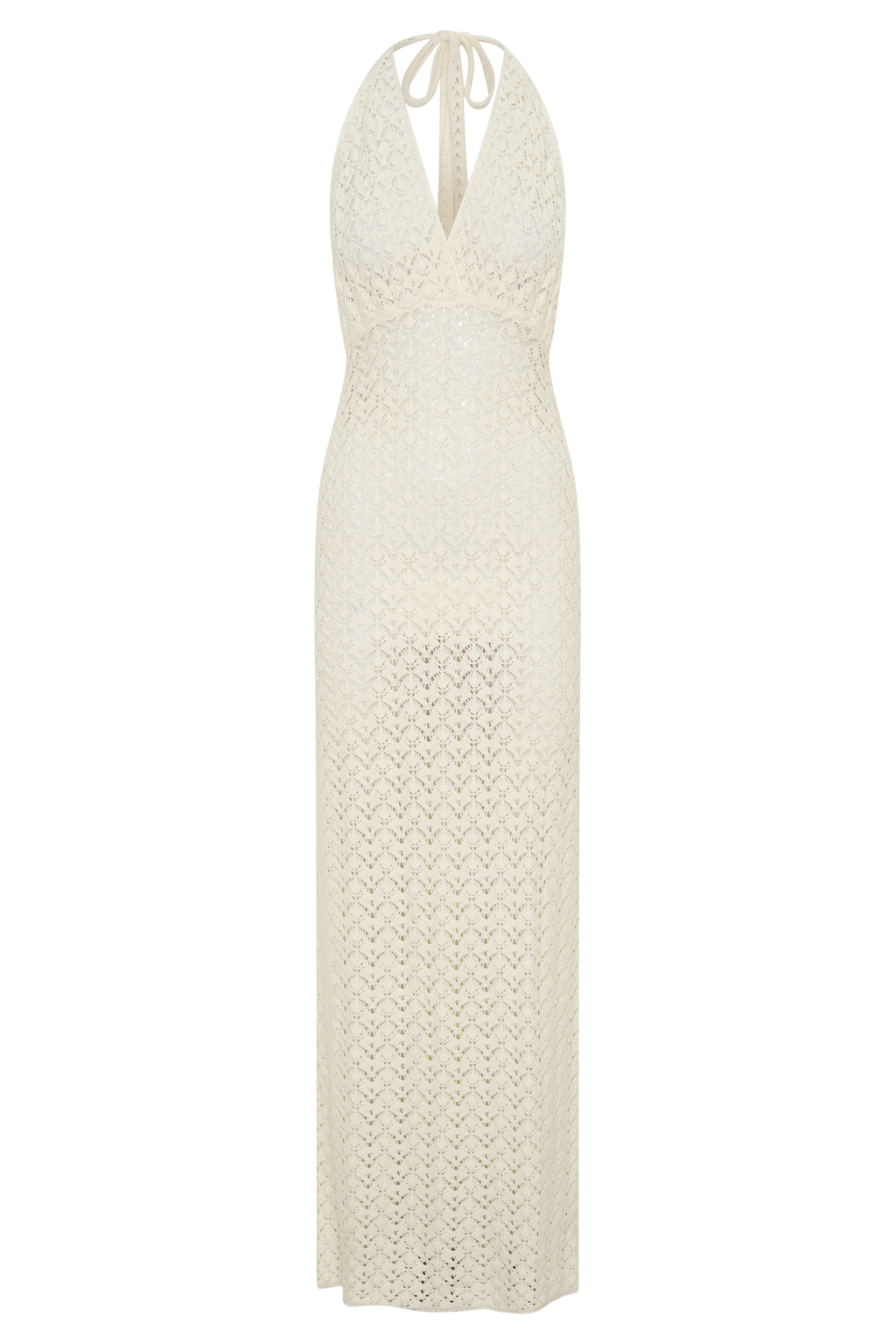 Deeliah Halterneck Crochet Maxi Dress -  Ivory