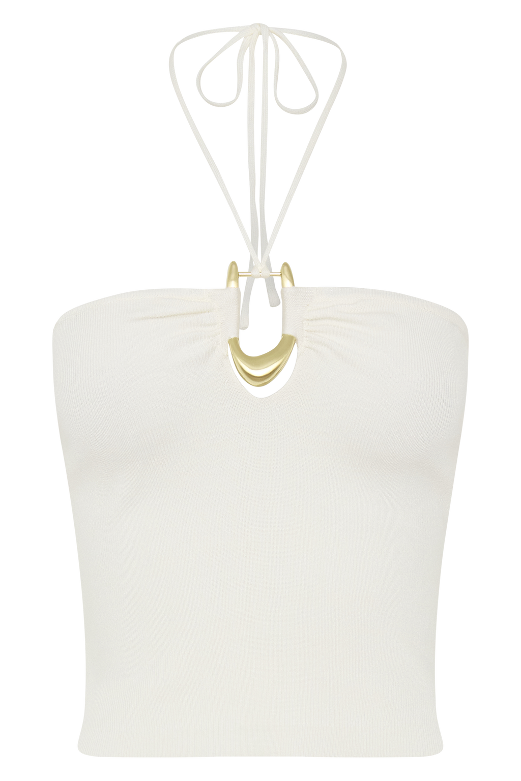 Dimitri Knit Halter Top With Hardware - Ivory