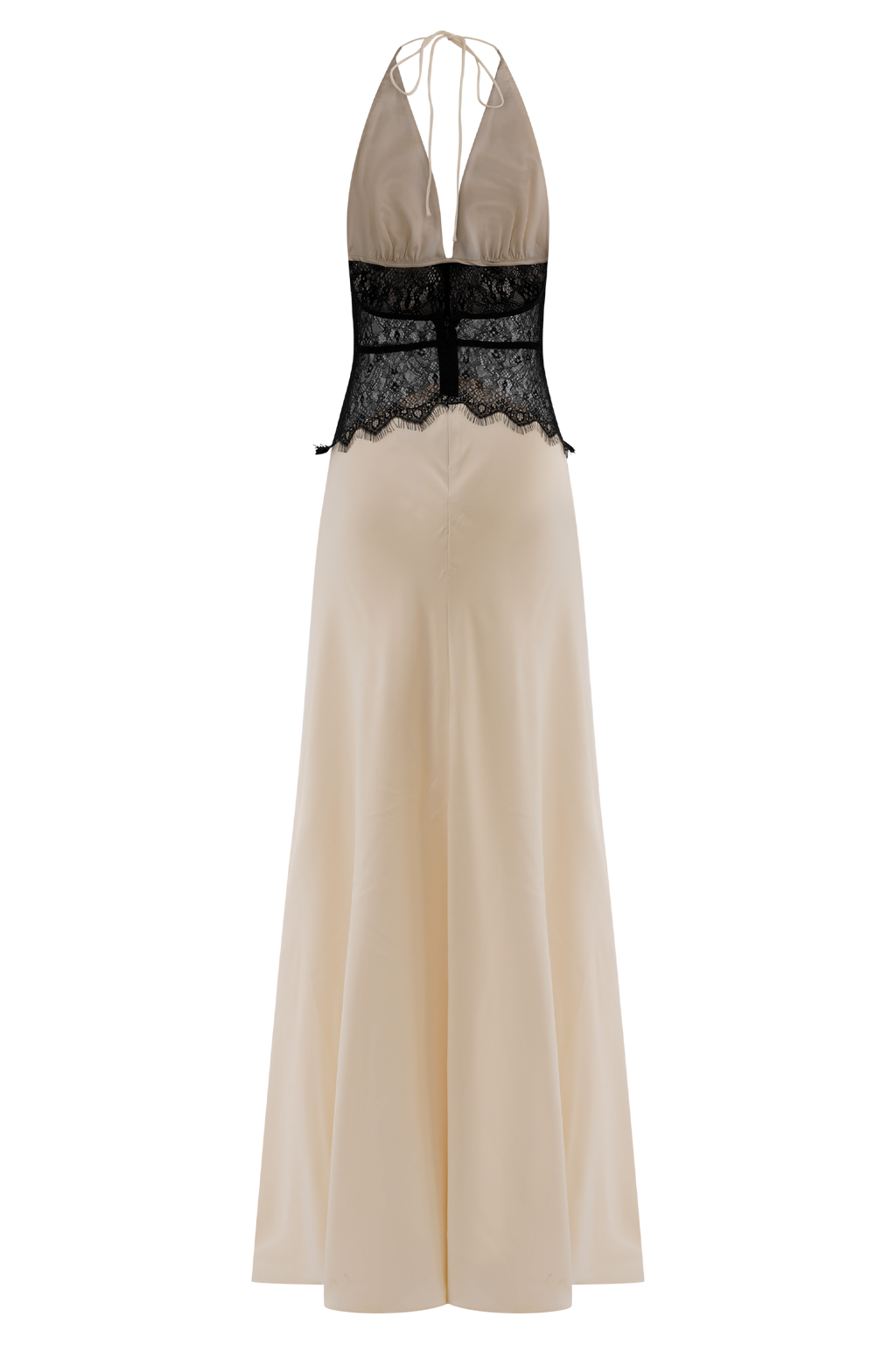Dinah Lace And Satin Maxi Dress - Black/Ivory