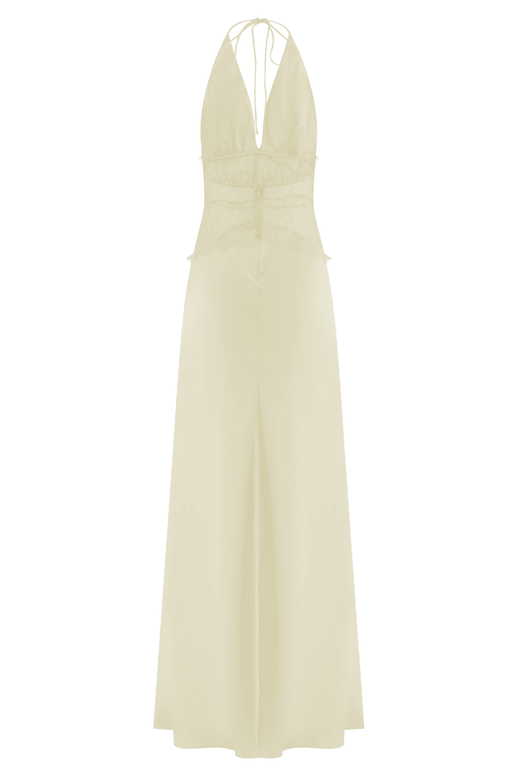 Dinah Lace And Satin Maxi Dress - Lemon