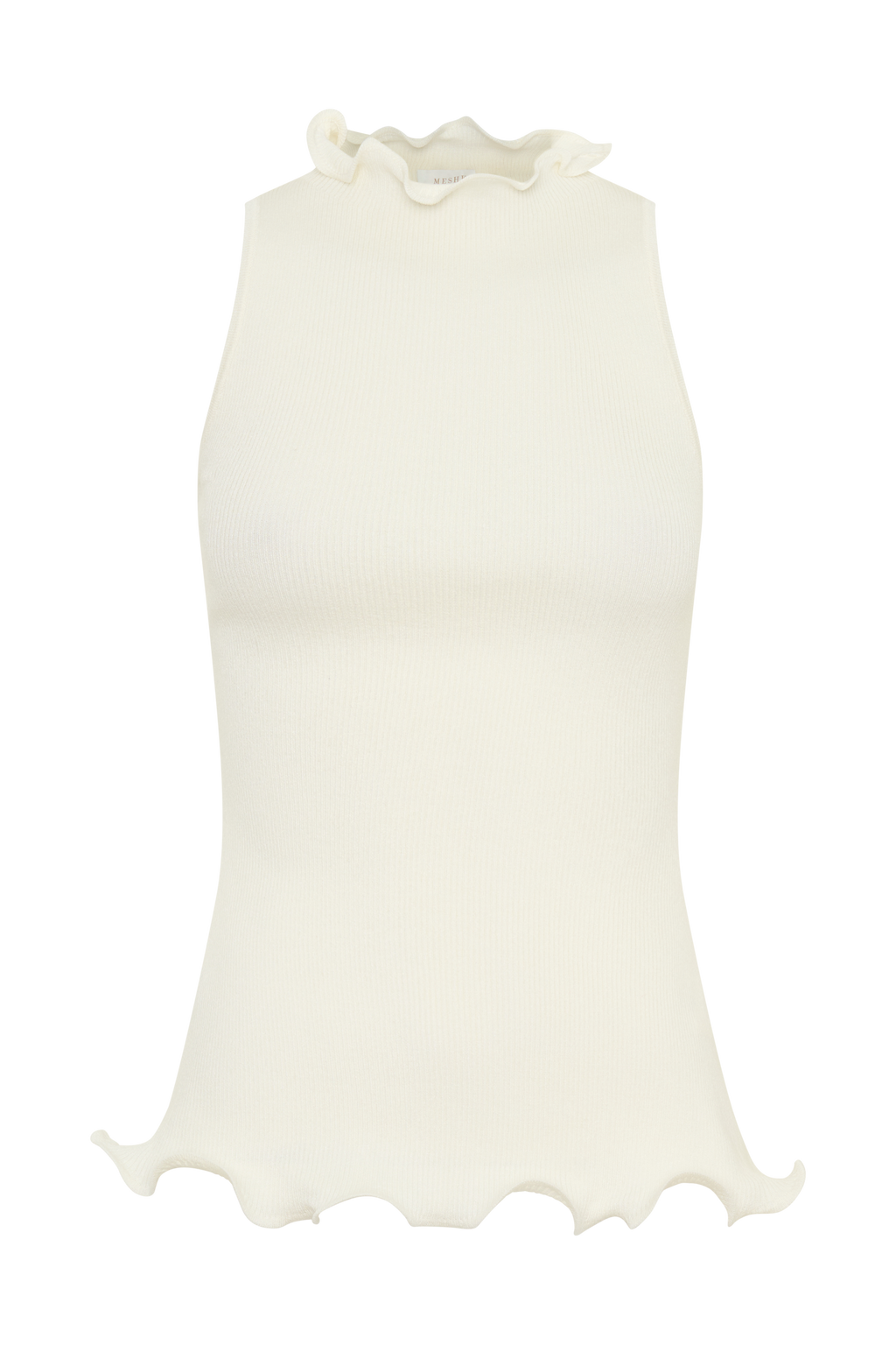 Diya Ribbed Sleeveless Top With Wire Hem - Ivory