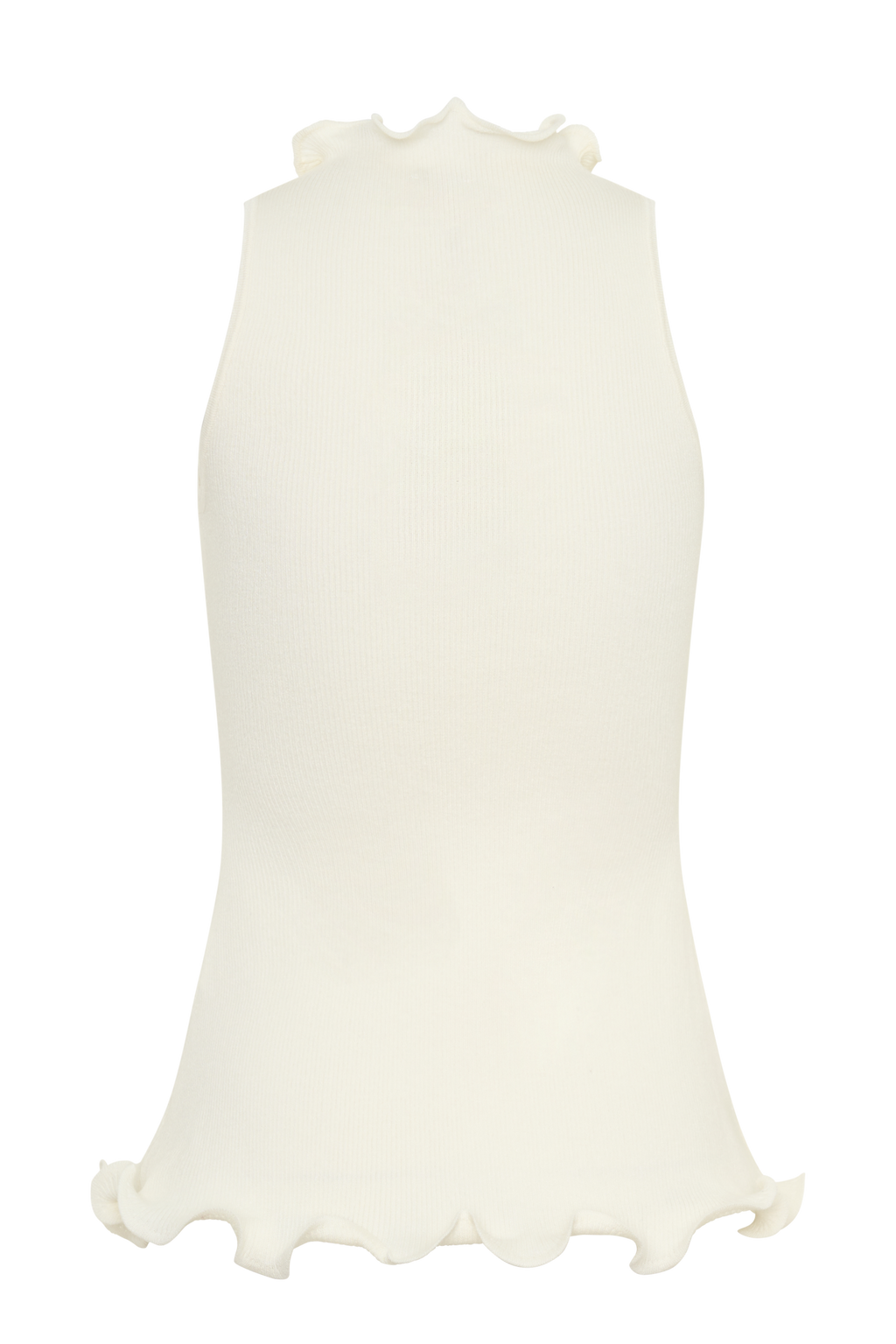 Diya Ribbed Sleeveless Top With Wire Hem - Ivory