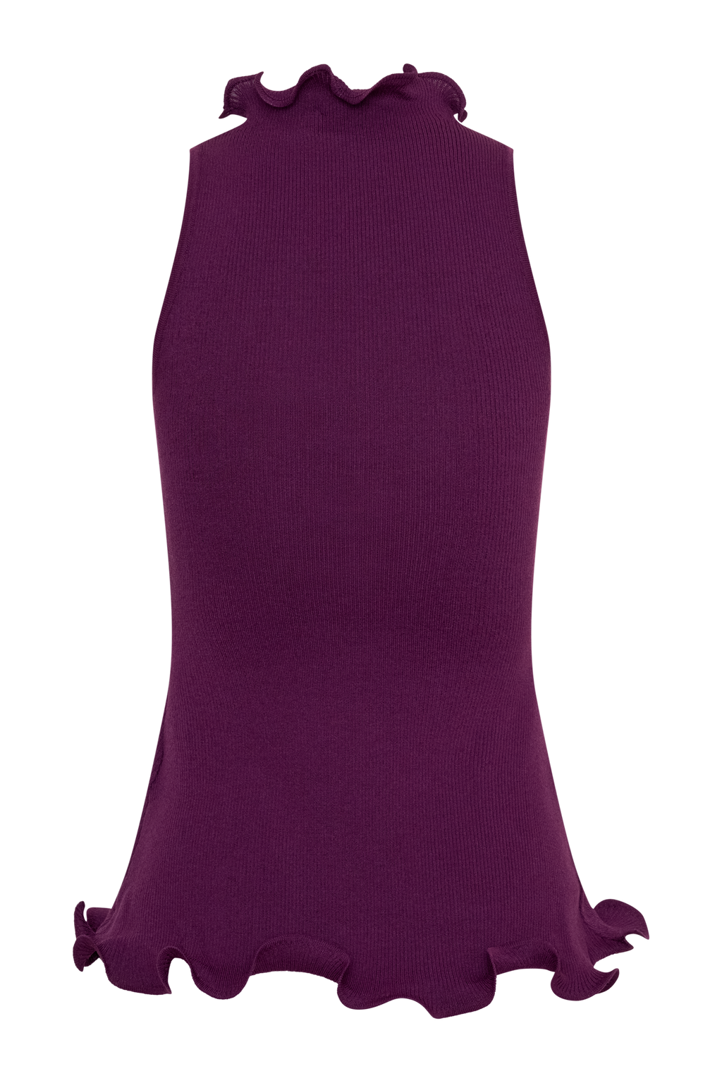 Diya Ribbed Sleeveless Top With Wire Hem - Plum