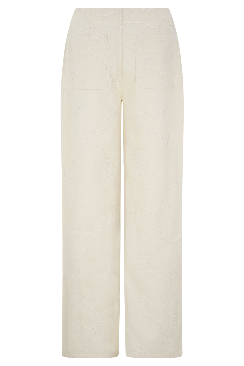 Ebony Embroidered Denim Jeans - Cream