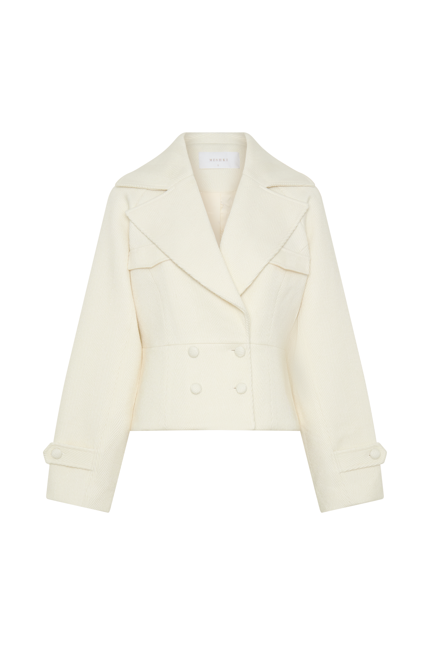 Elara Cropped Collared Jacket - Ivory