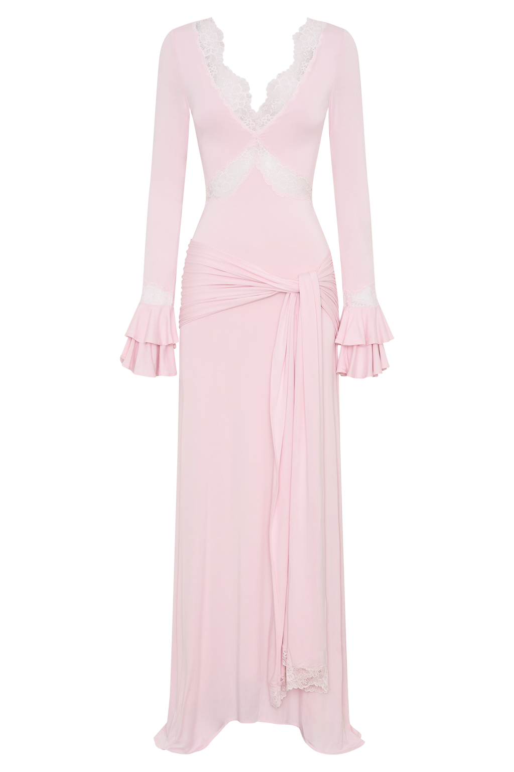 Electra Slinky Lace Maxi Dress - Ballet Pink