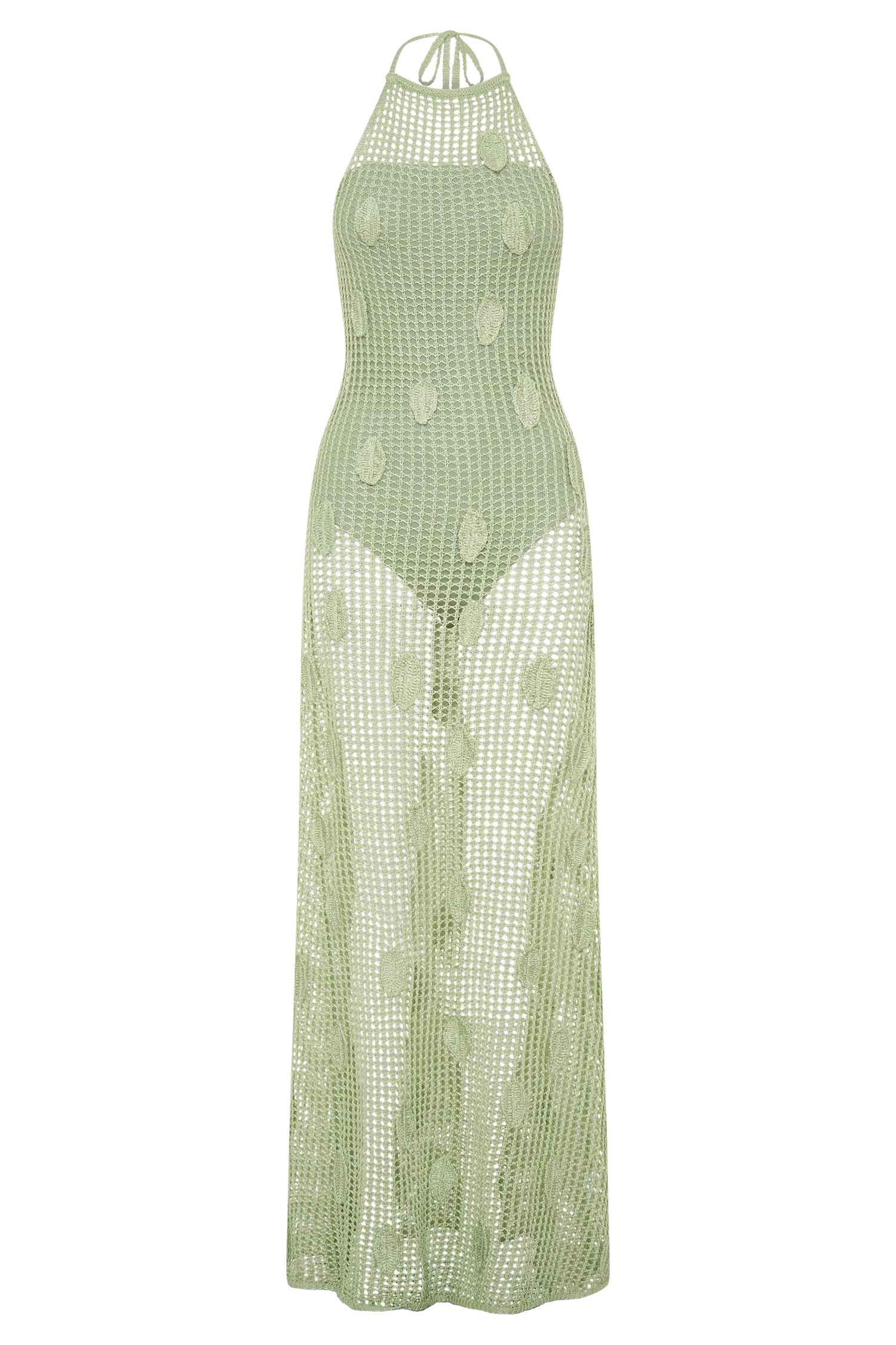 Elfie Crochet Halter Maxi Dress - Pastel Green