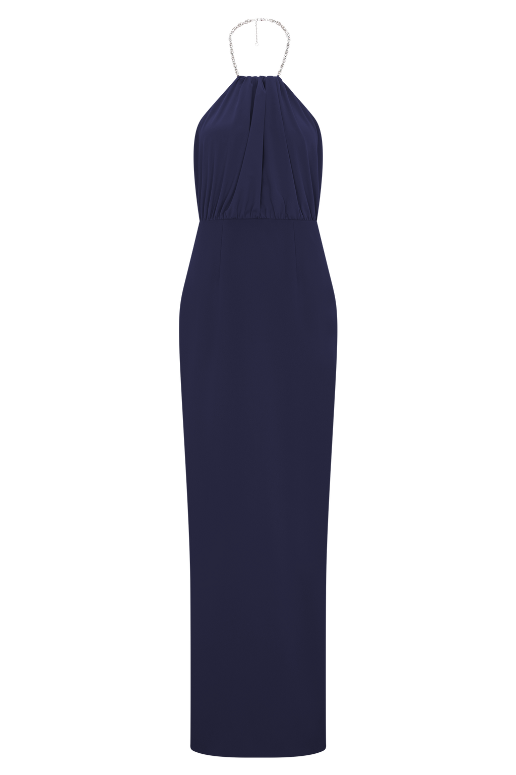 Elina Satin Necklace Maxi Dress - Navy