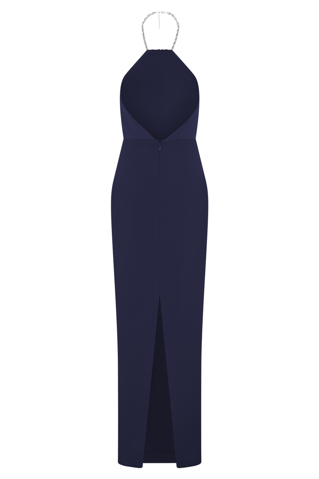 Elina Satin Necklace Maxi Dress - Navy
