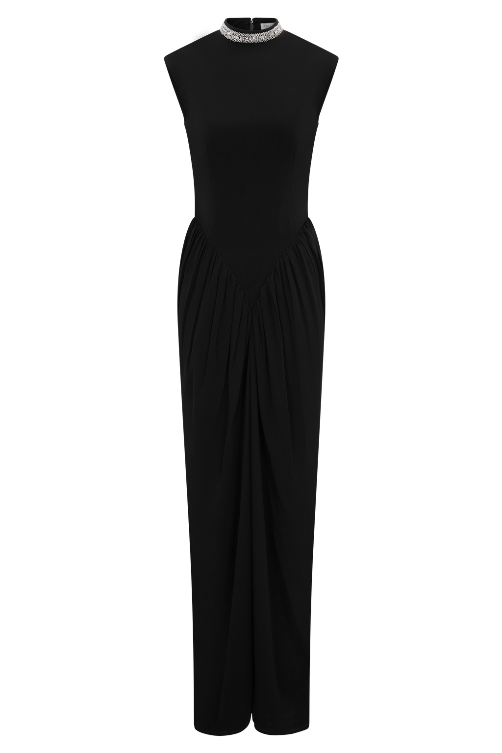 Elisa Diamante Neck Maxi Dress - Black
