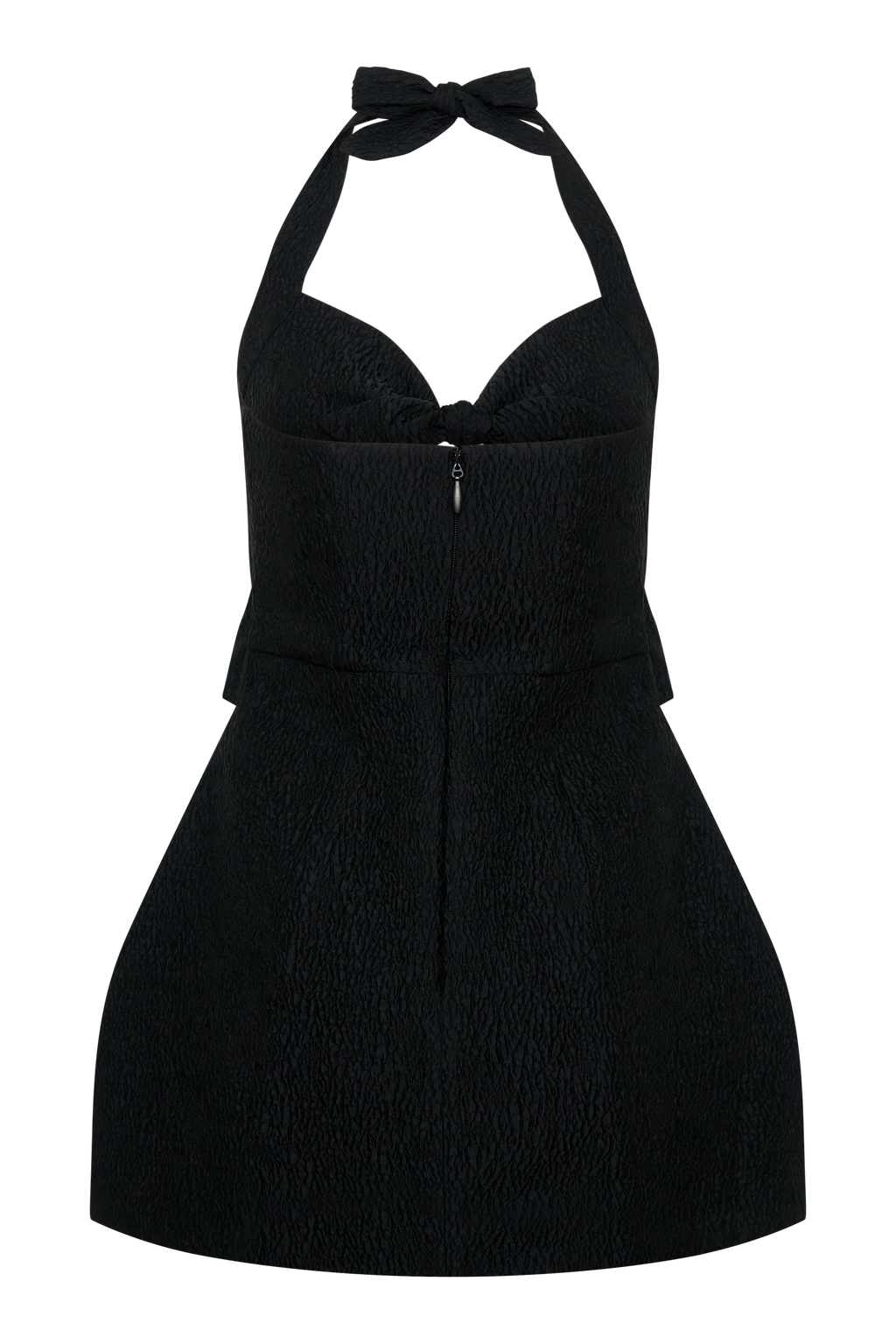 Ella Bow Detail Halter Mini Dress - Black