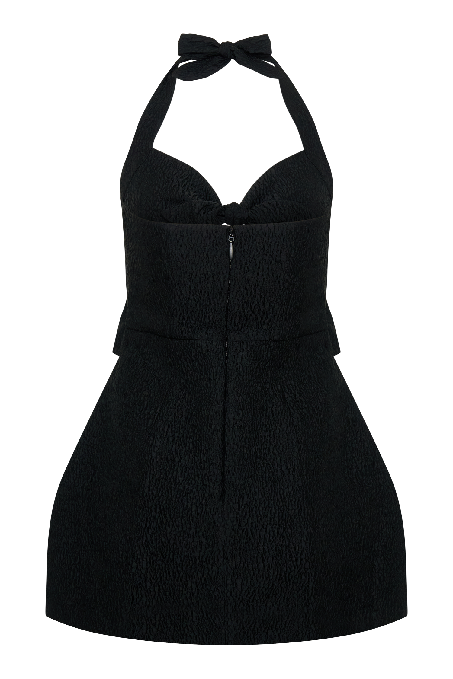 Ella Bow Detail Halter Mini Dress - Black