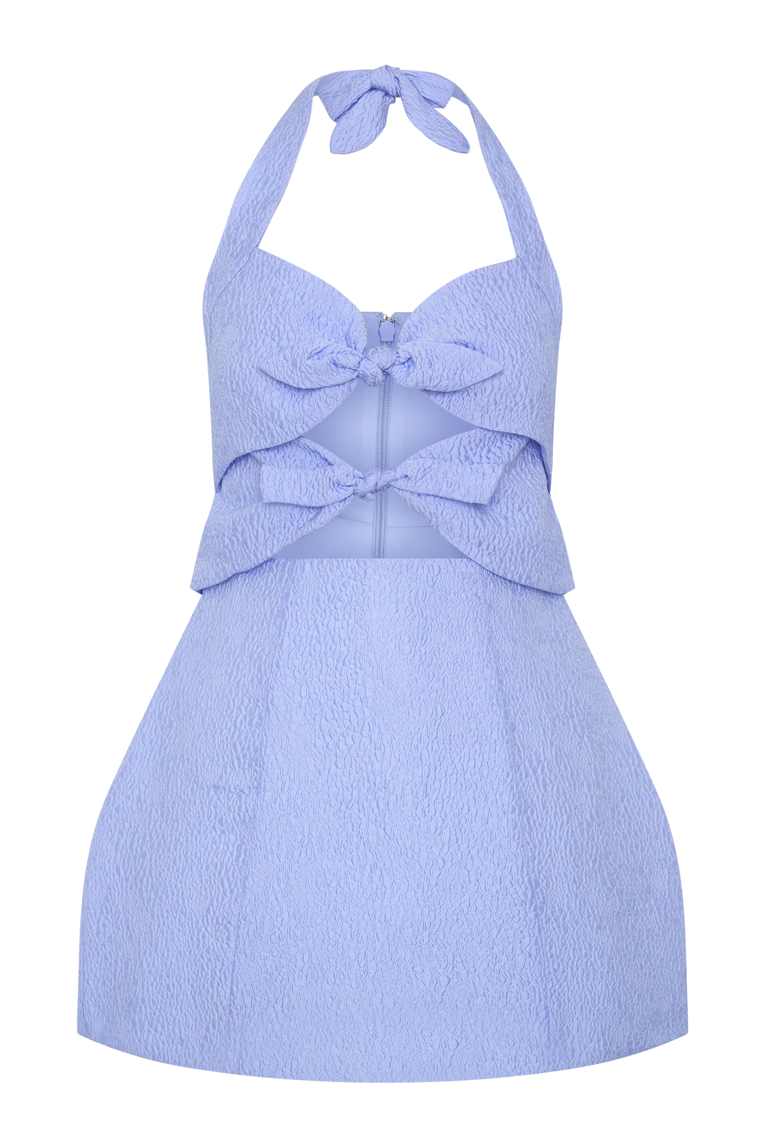 Ella Bow Detail Halter Mini Dress - Periwinkle Blue
