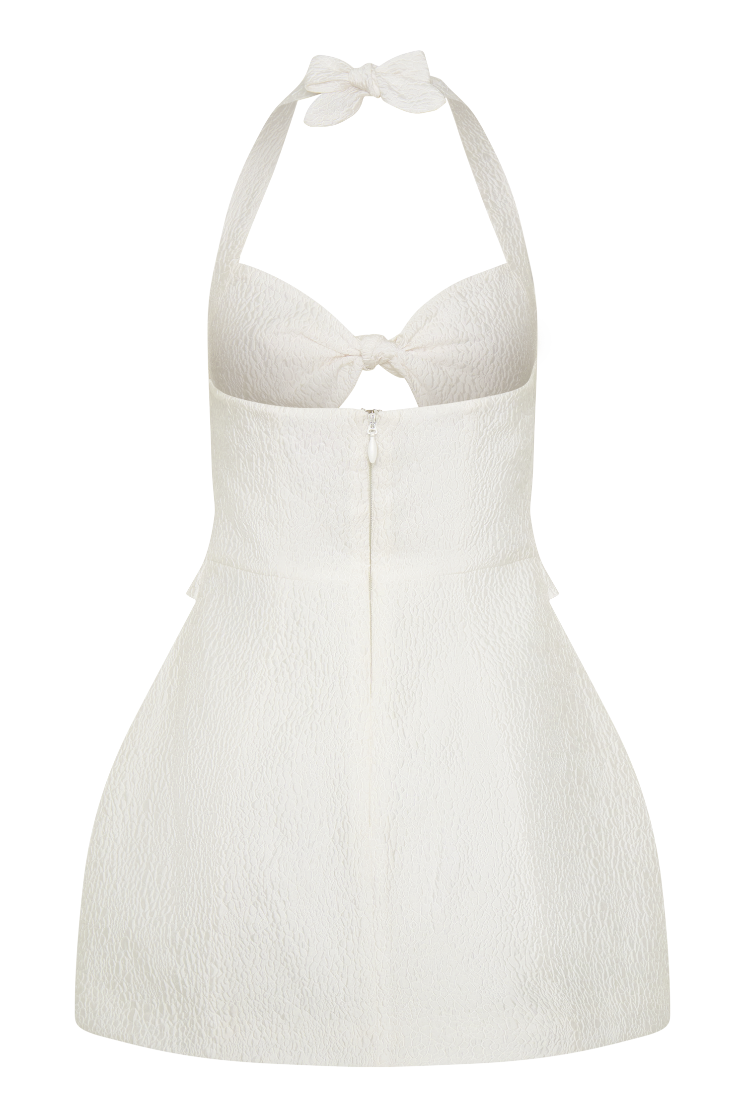 Ella Bow Detail Halter Mini Dress - White