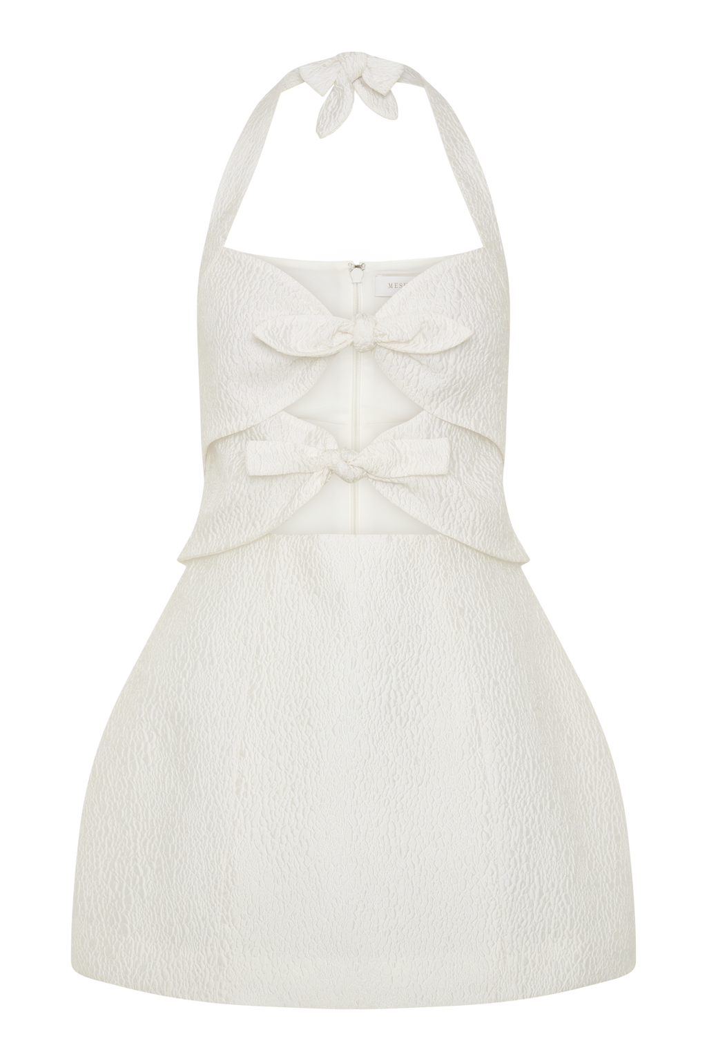 Ella Bow Detail Halter Mini Dress - White