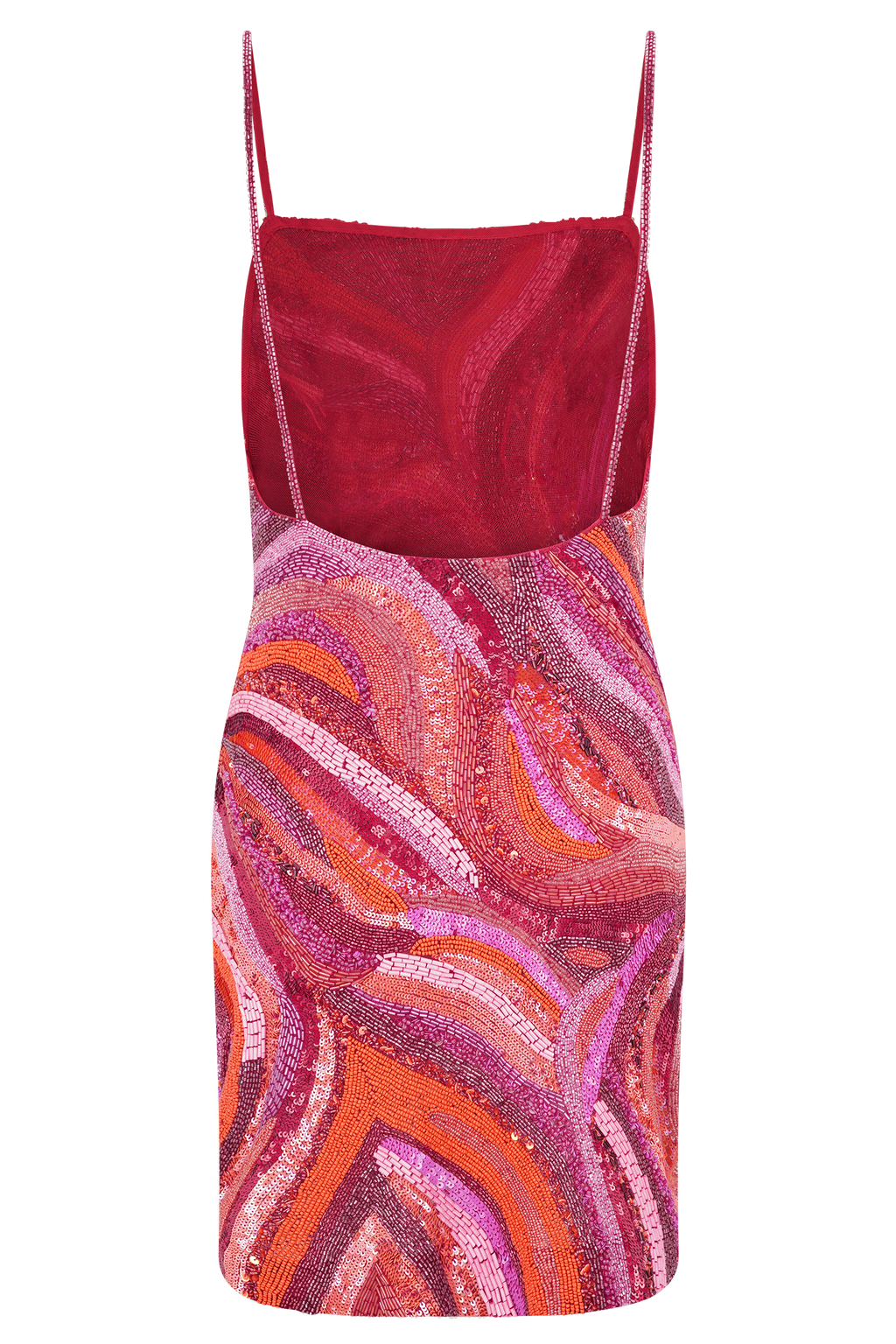 Eloise Hand Beaded Mini Dress - Pink Swirl Print