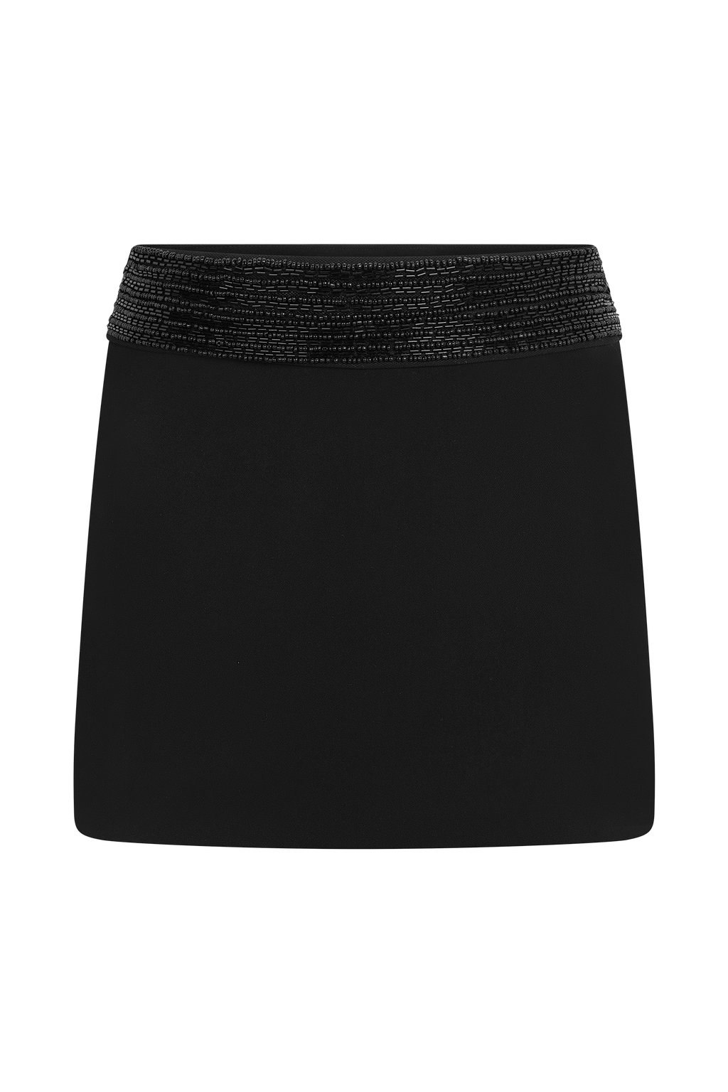 Emilia Beaded Waistband Mini Skirt - Black