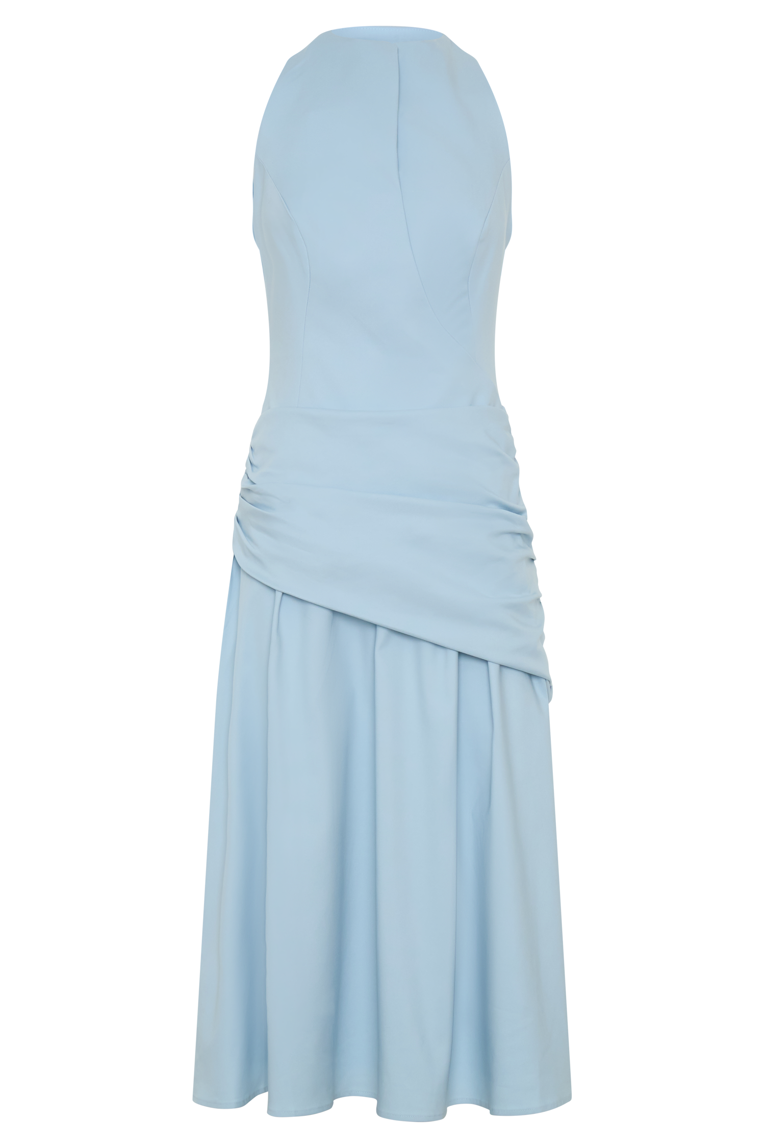 Emily Wrapped Waist Midi Dress - Sky Blue