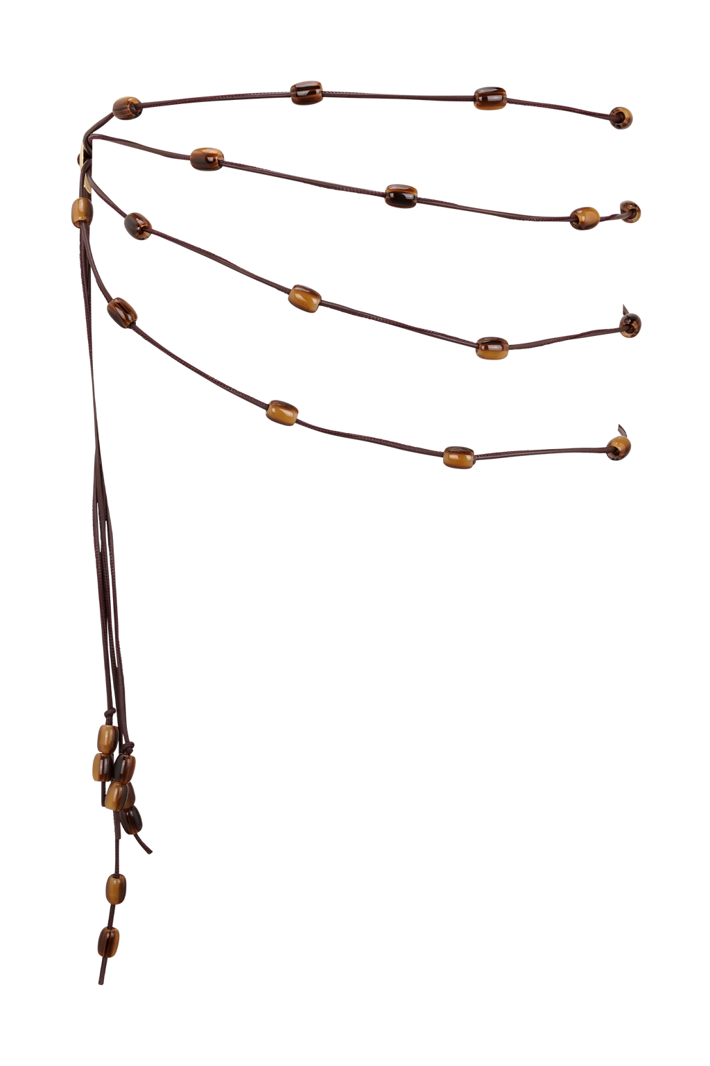 Enid Faux Leather Beaded Belt - Chocolate
